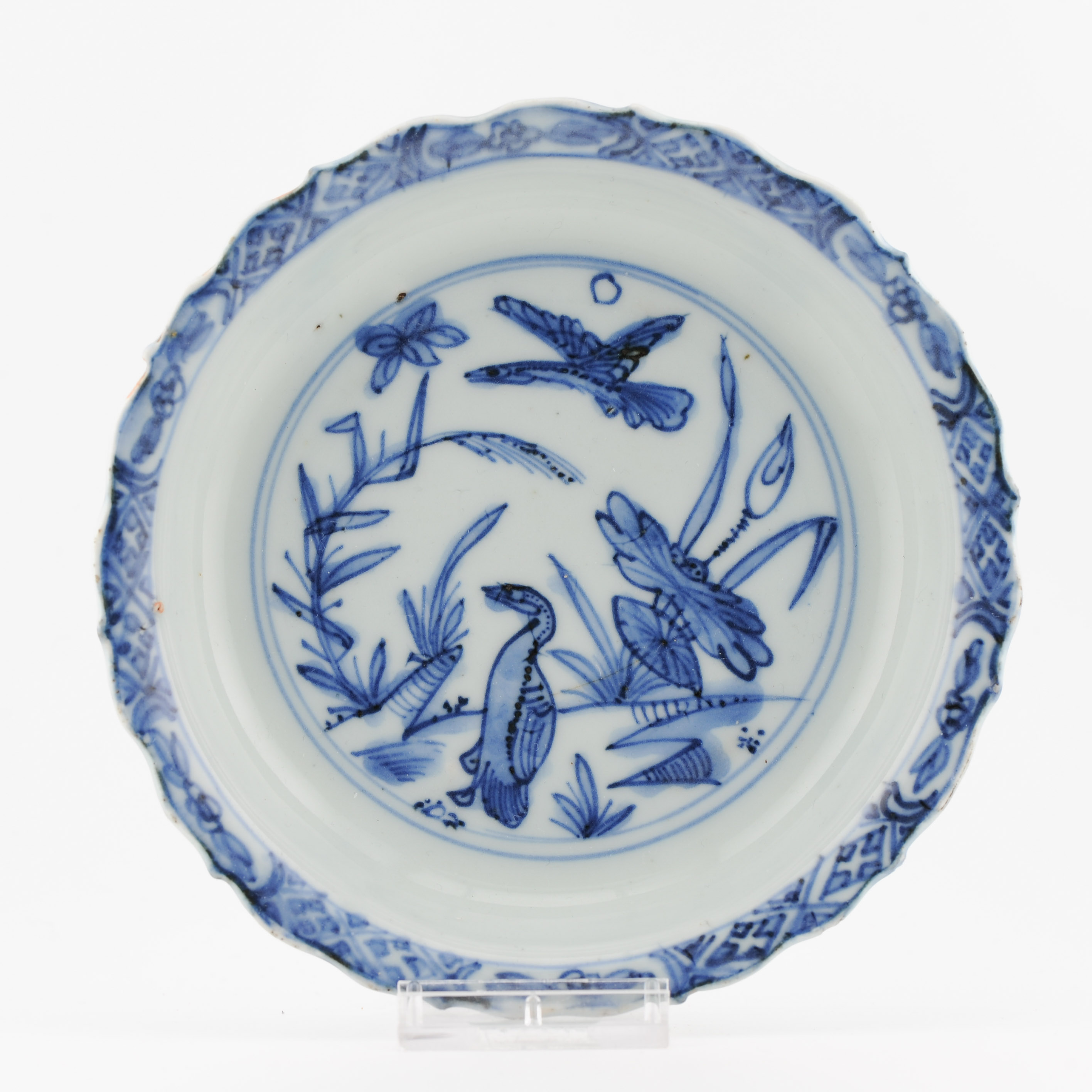 14CM Antique 16C Ming Jiajing Period Dish Chinese Porcelain Duck Pond - Image 2