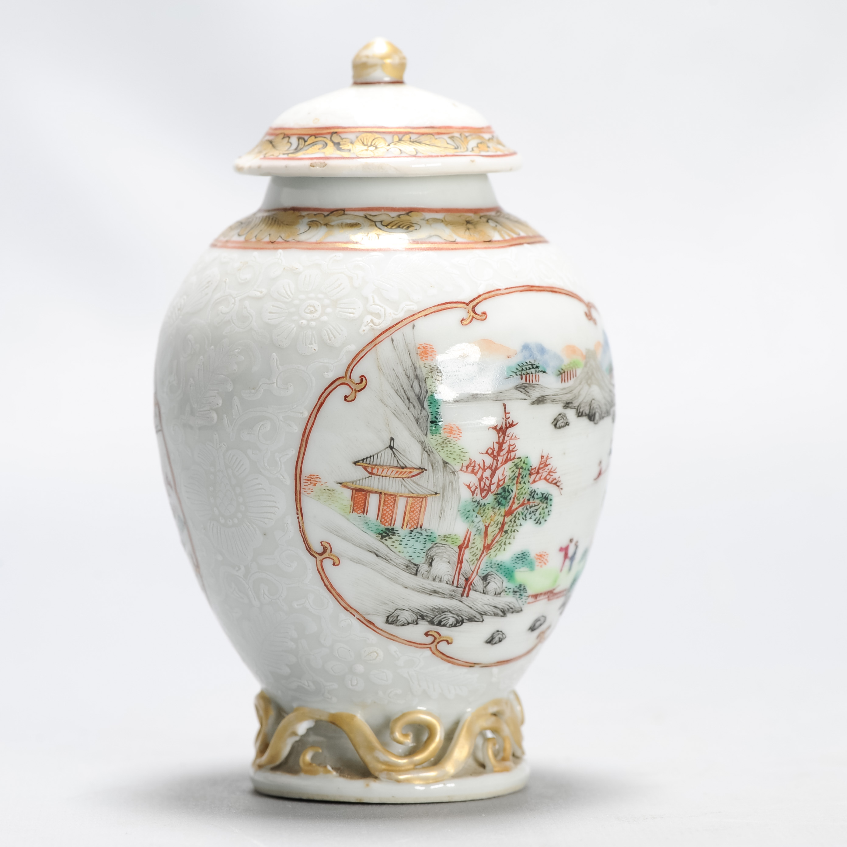 Antique 1740-1750 Chinese Porcelain Yongzheng/Qianlong Tea Caddy Famille Rose - Image 8