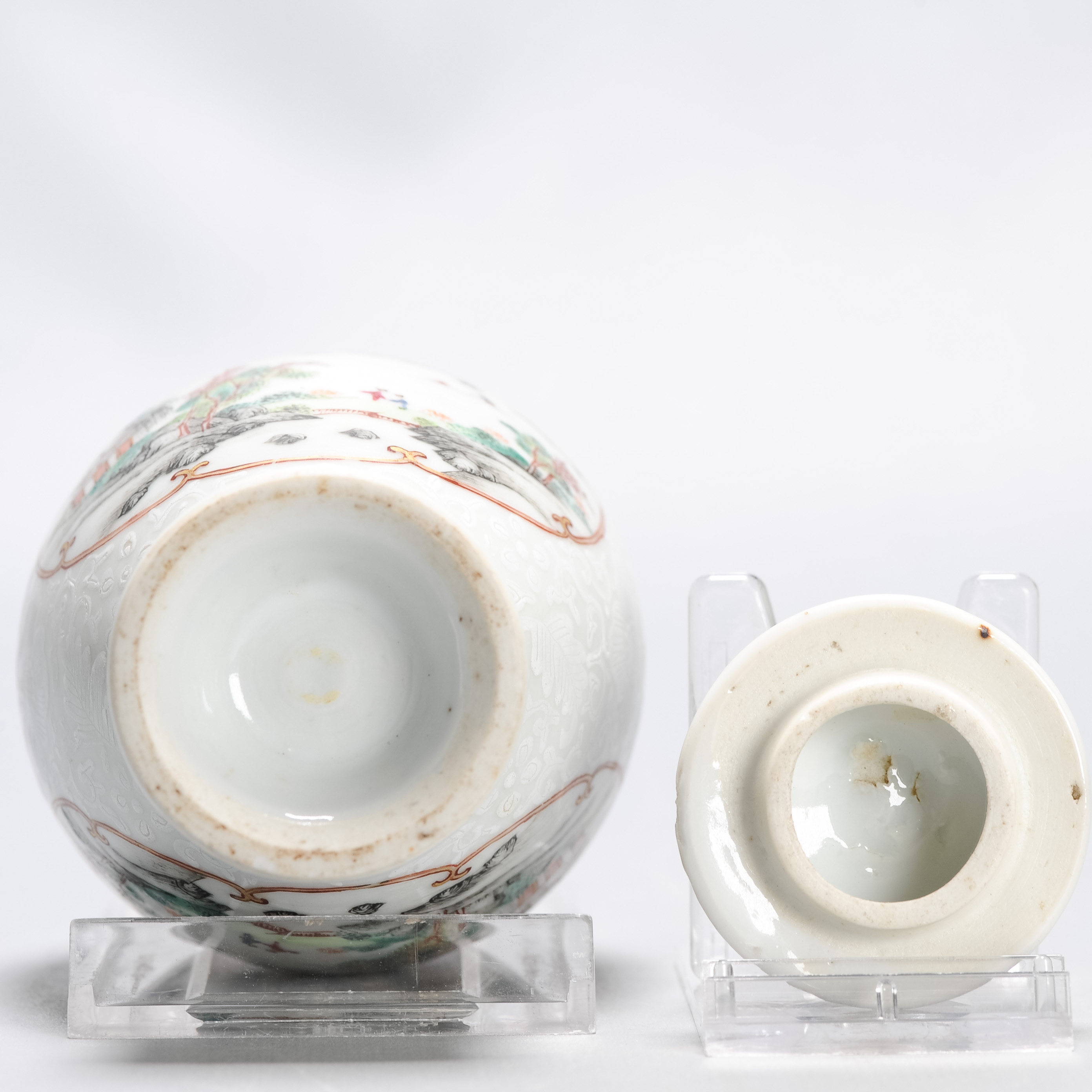 Antique 1740-1750 Chinese Porcelain Yongzheng/Qianlong Tea Caddy Famille Rose - Image 13