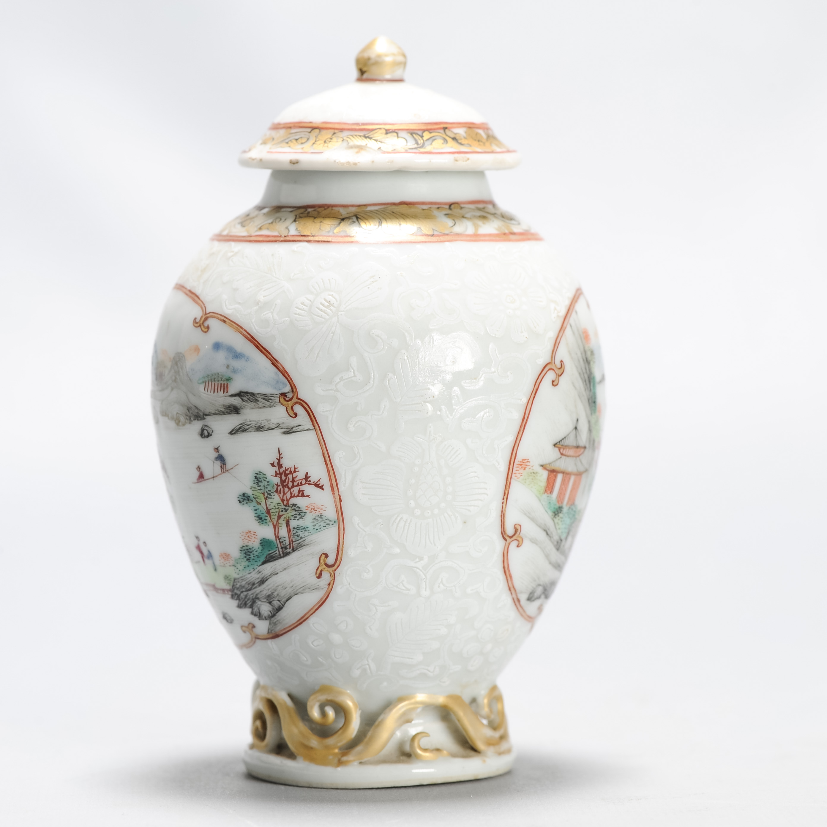 Antique 1740-1750 Chinese Porcelain Yongzheng/Qianlong Tea Caddy Famille Rose - Image 10