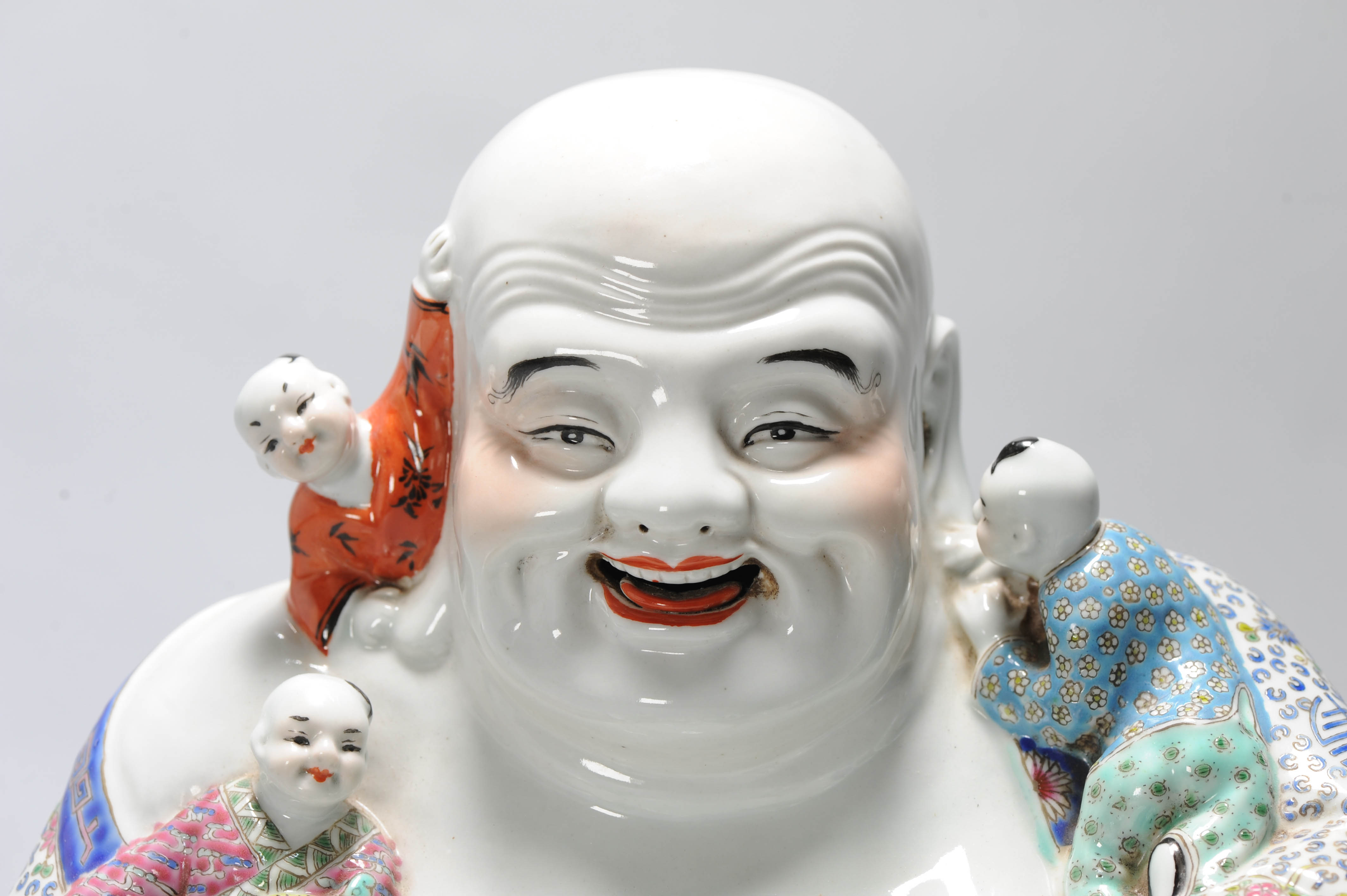 Antique Republic Period 1912-1949 Chinese Porcelain Laughing Buddha - Image 5