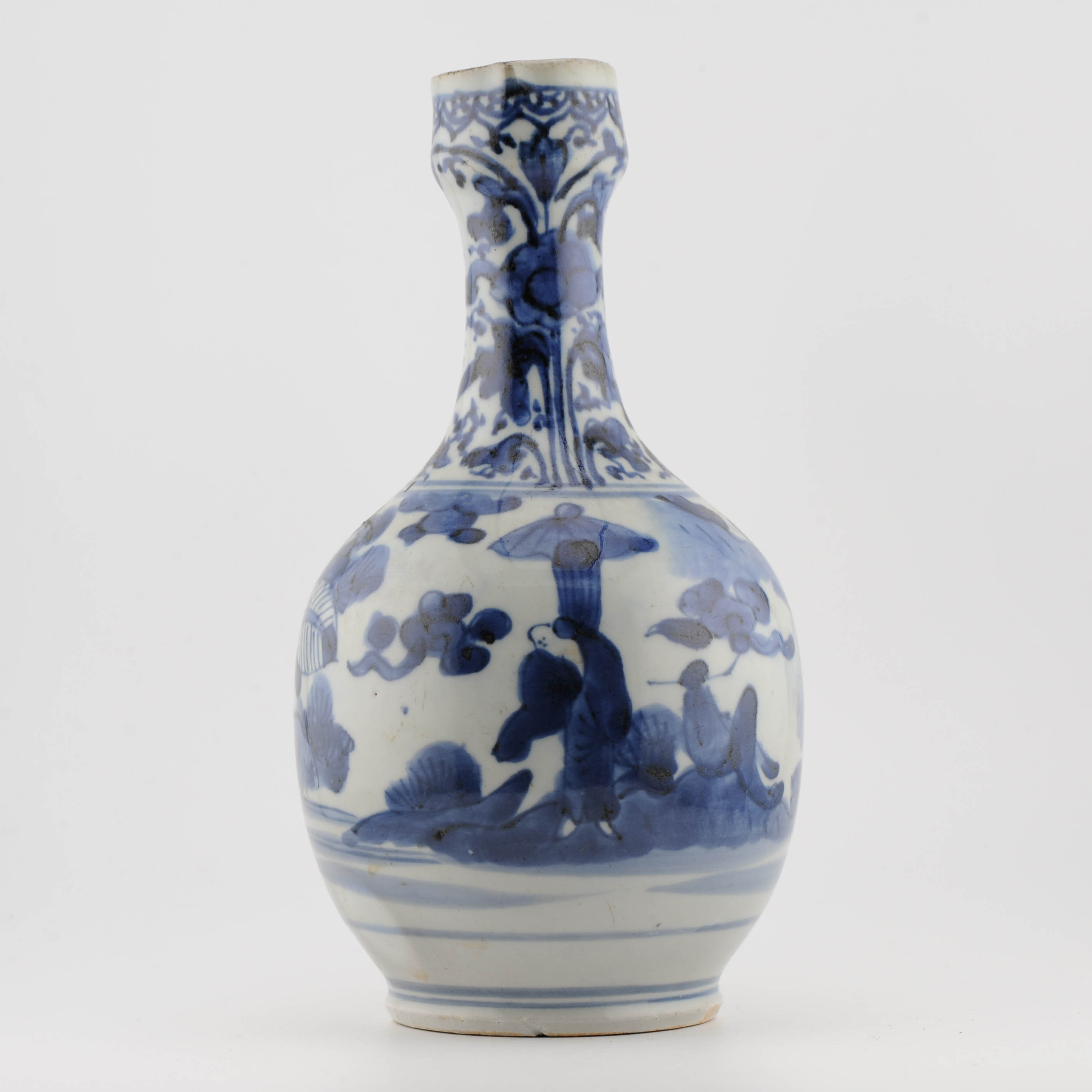 Antique 17C Japanese Porcelain Blue White Edo Period Arita Jug Ewer Flowers - Image 7