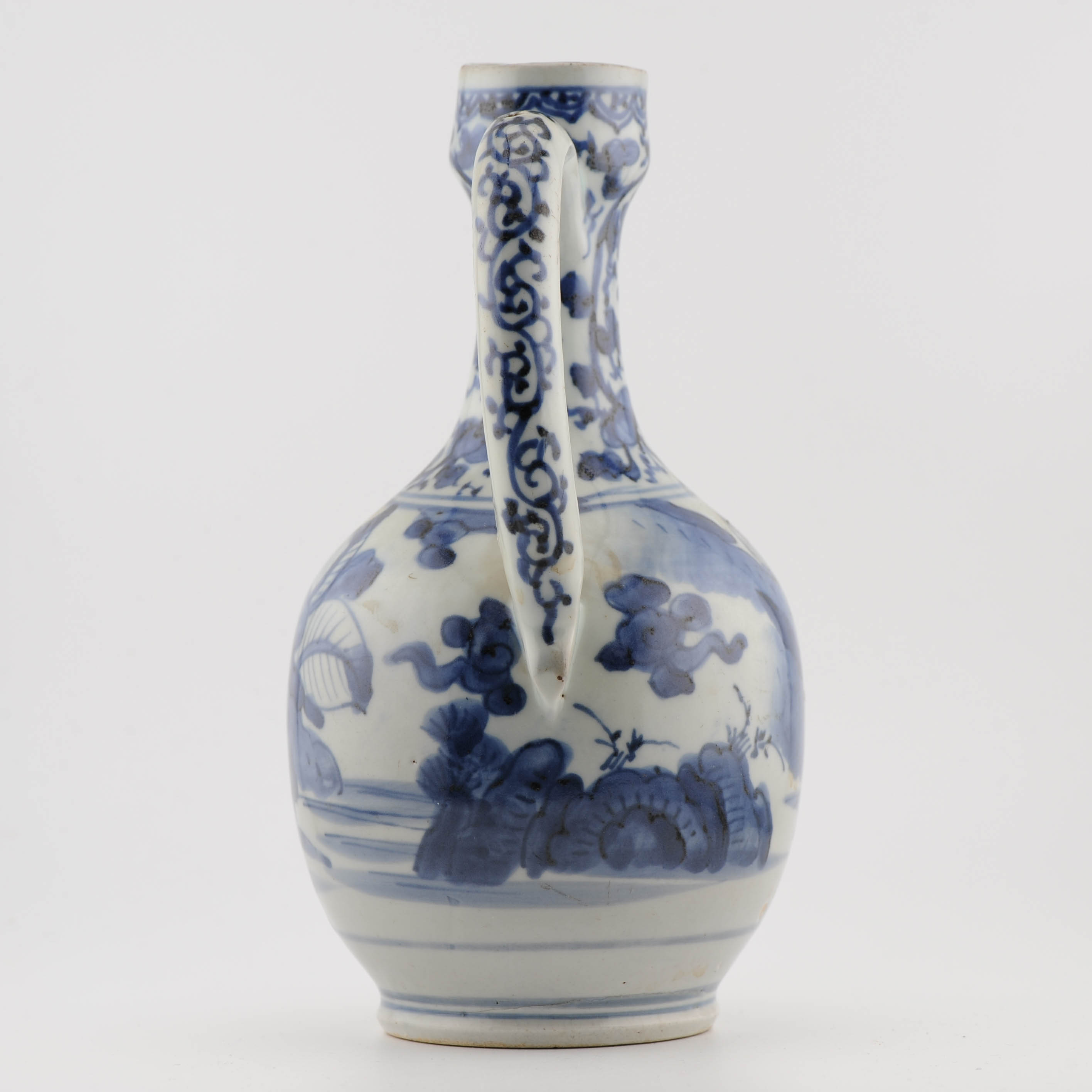 Antique 17C Japanese Porcelain Blue White Edo Period Arita Jug Ewer Flowers - Image 13