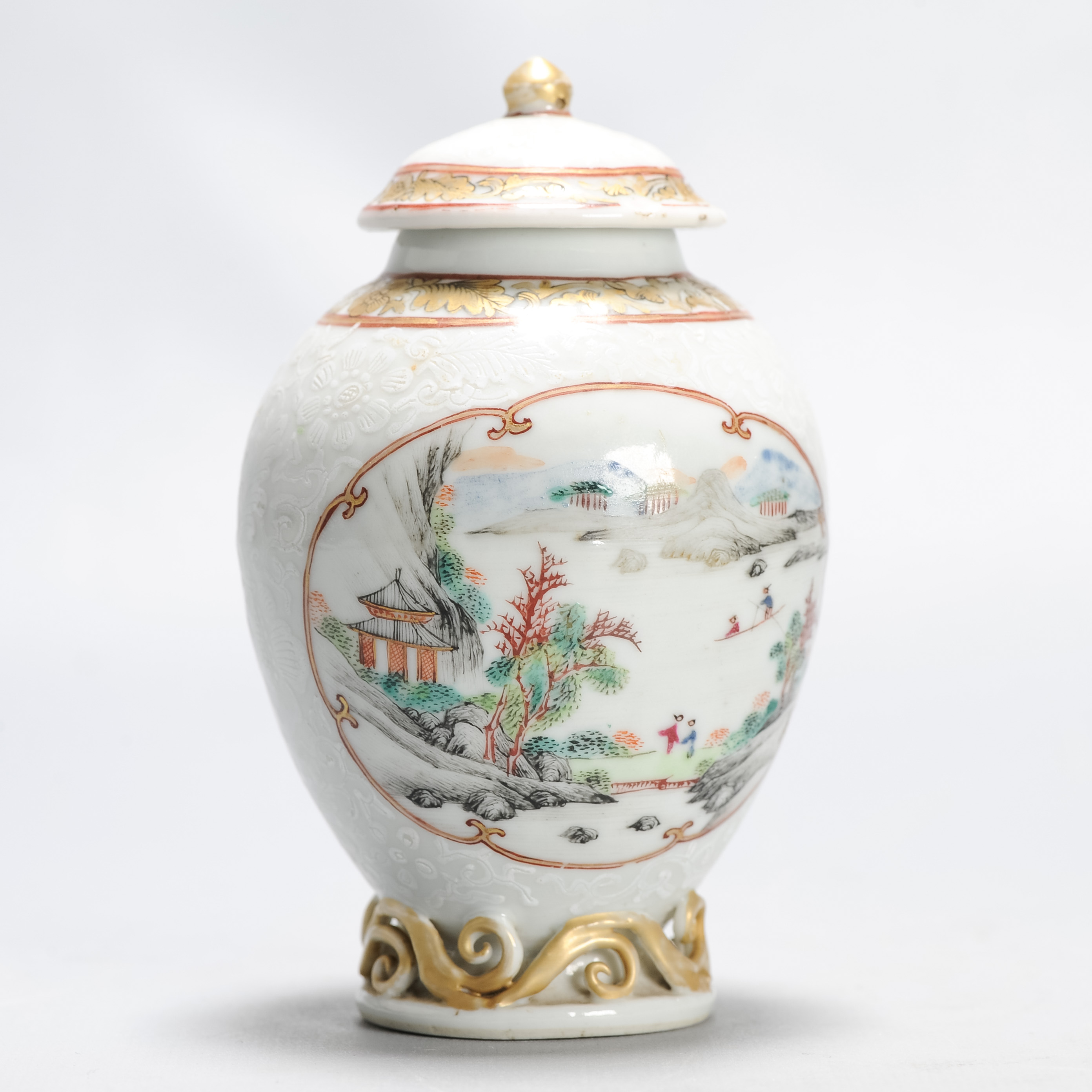 Antique 1740-1750 Chinese Porcelain Yongzheng/Qianlong Tea Caddy Famille Rose - Image 2