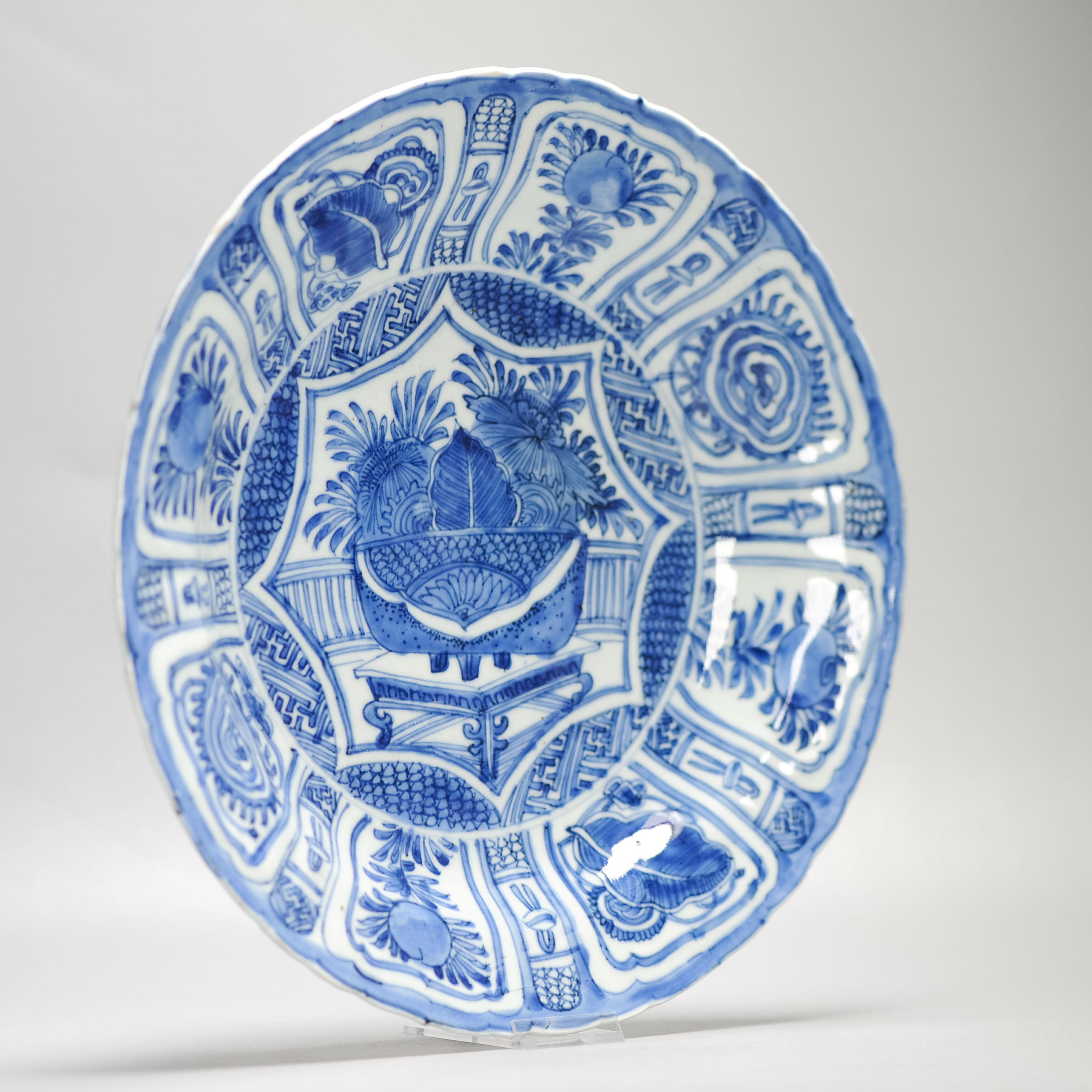 31.2 CM Wanli Antique Ming Chinese Porcelain Kraak FLOWER BASKET Plate - Image 4