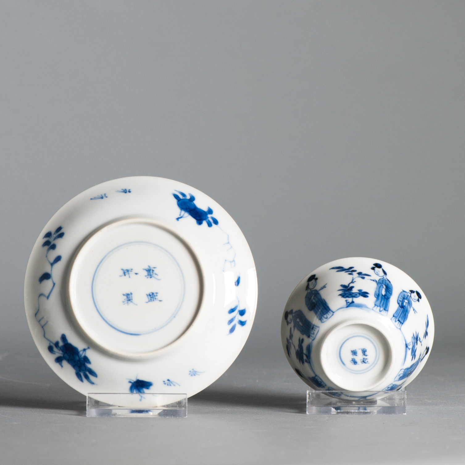 Antique Kangxi Period Chinese porcelain Tea Set Elegant Ladies Lizas Marked - Image 12