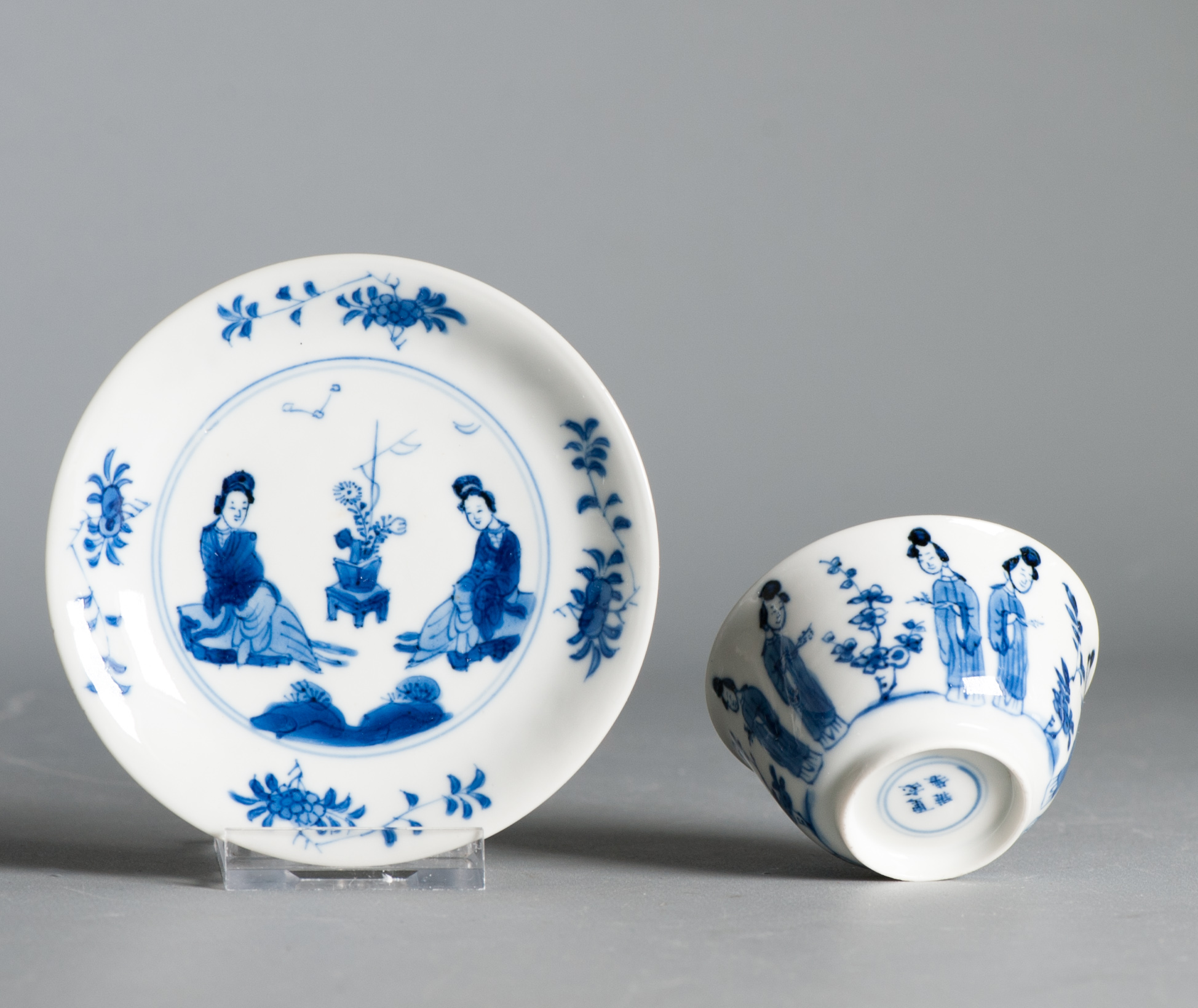 Antique Kangxi Period Chinese porcelain Tea Set Elegant Ladies Lizas Marked - Image 22