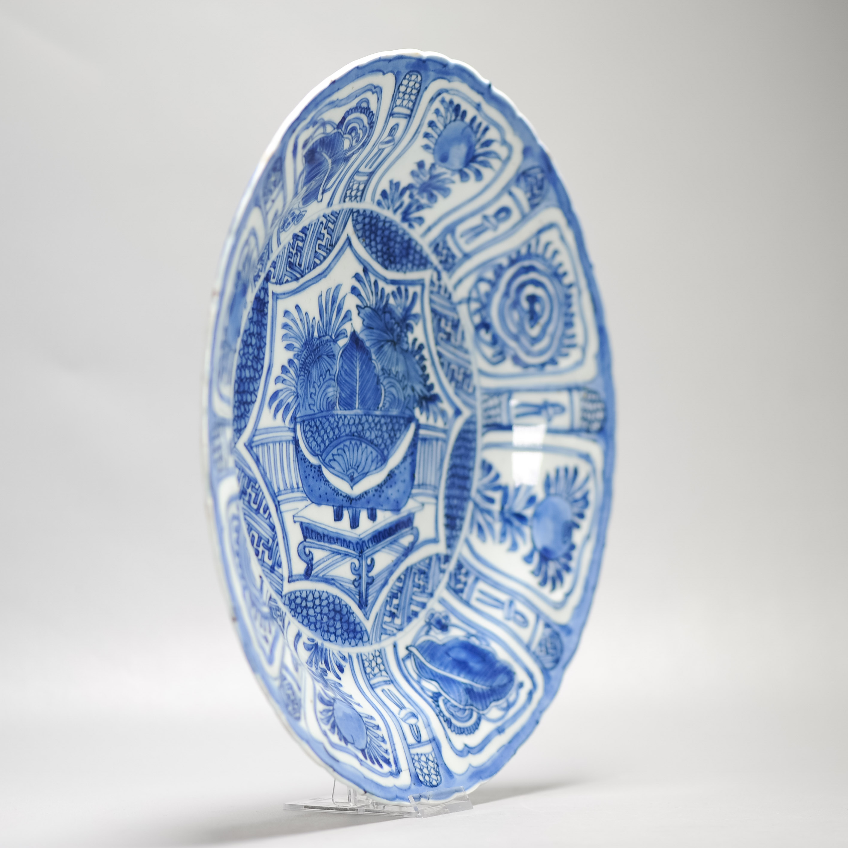 31.2 CM Wanli Antique Ming Chinese Porcelain Kraak FLOWER BASKET Plate - Image 5