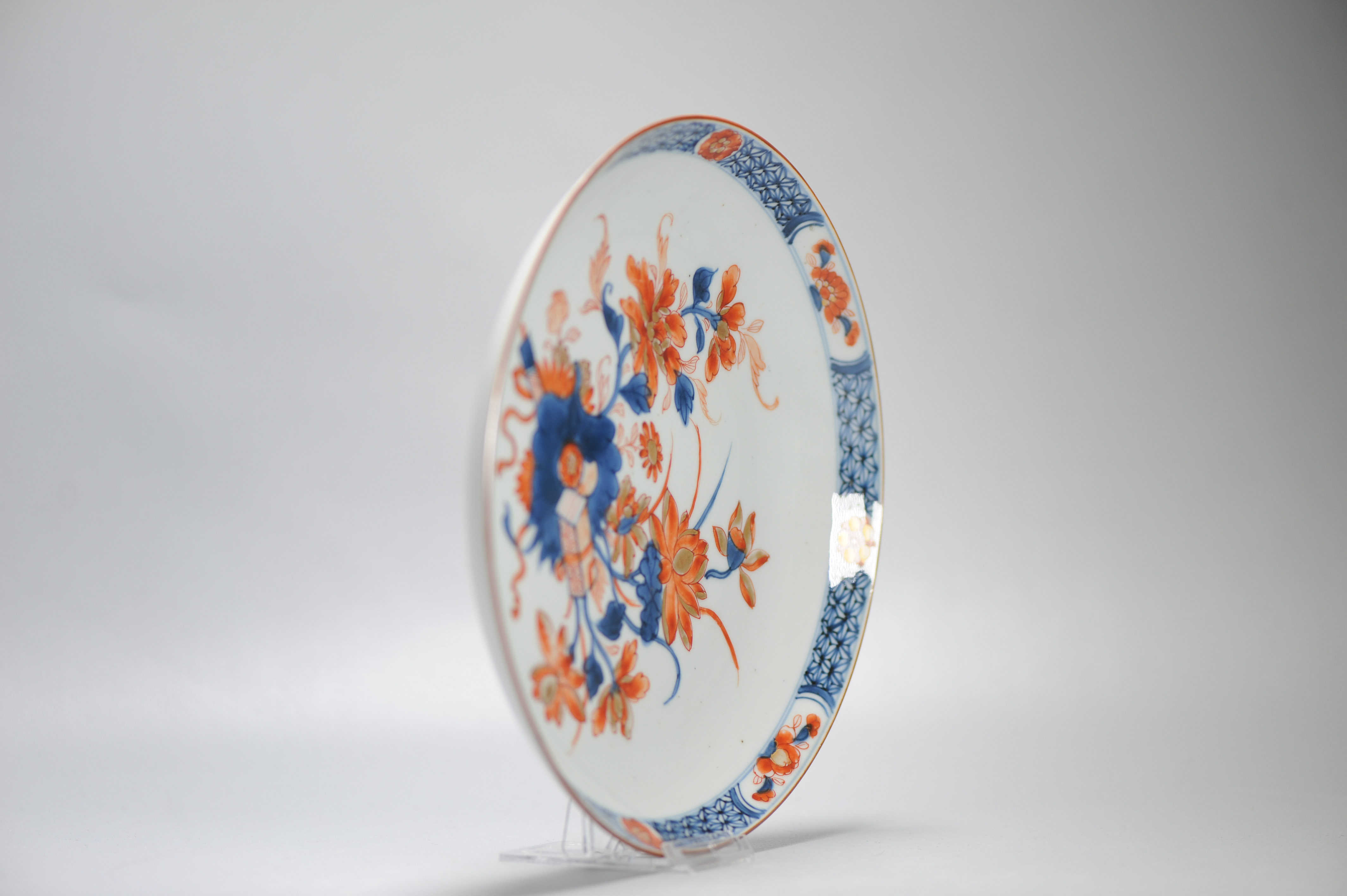 Perfect Antique 18C Antique Kangxi Yongzheng Chinese Porcelain Imari Plate - Image 4