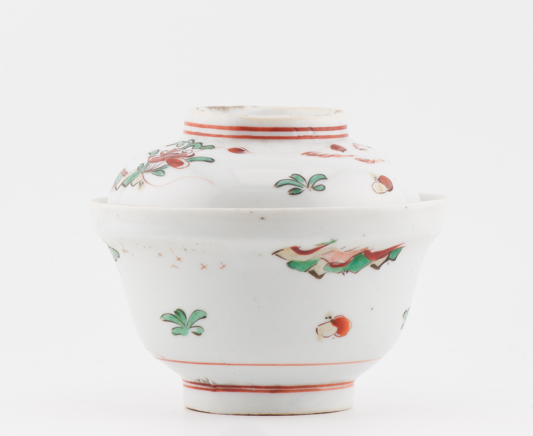 Wucai 17C Antique Chinese Porcelain Ko Akae Lidded Tea Bowl Chongzhen Period - Image 6