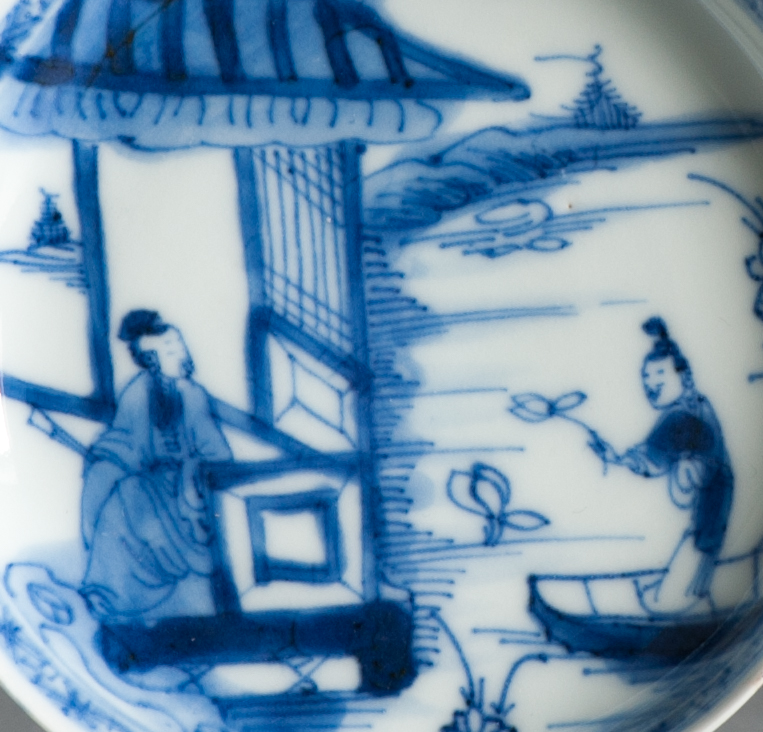 Antique Kangxi Period Chinese porcelain Small Dish Figural Pagode Boat - Image 4