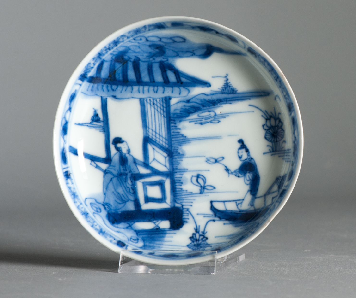 Antique Kangxi Period Chinese porcelain Small Dish Figural Pagode Boat - Image 5