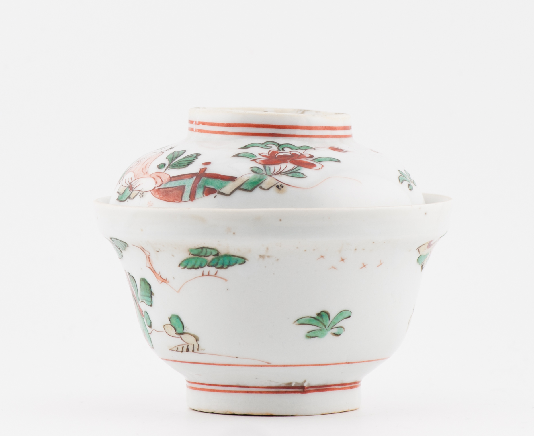 Wucai 17C Antique Chinese Porcelain Ko Akae Lidded Tea Bowl Chongzhen Period - Image 8