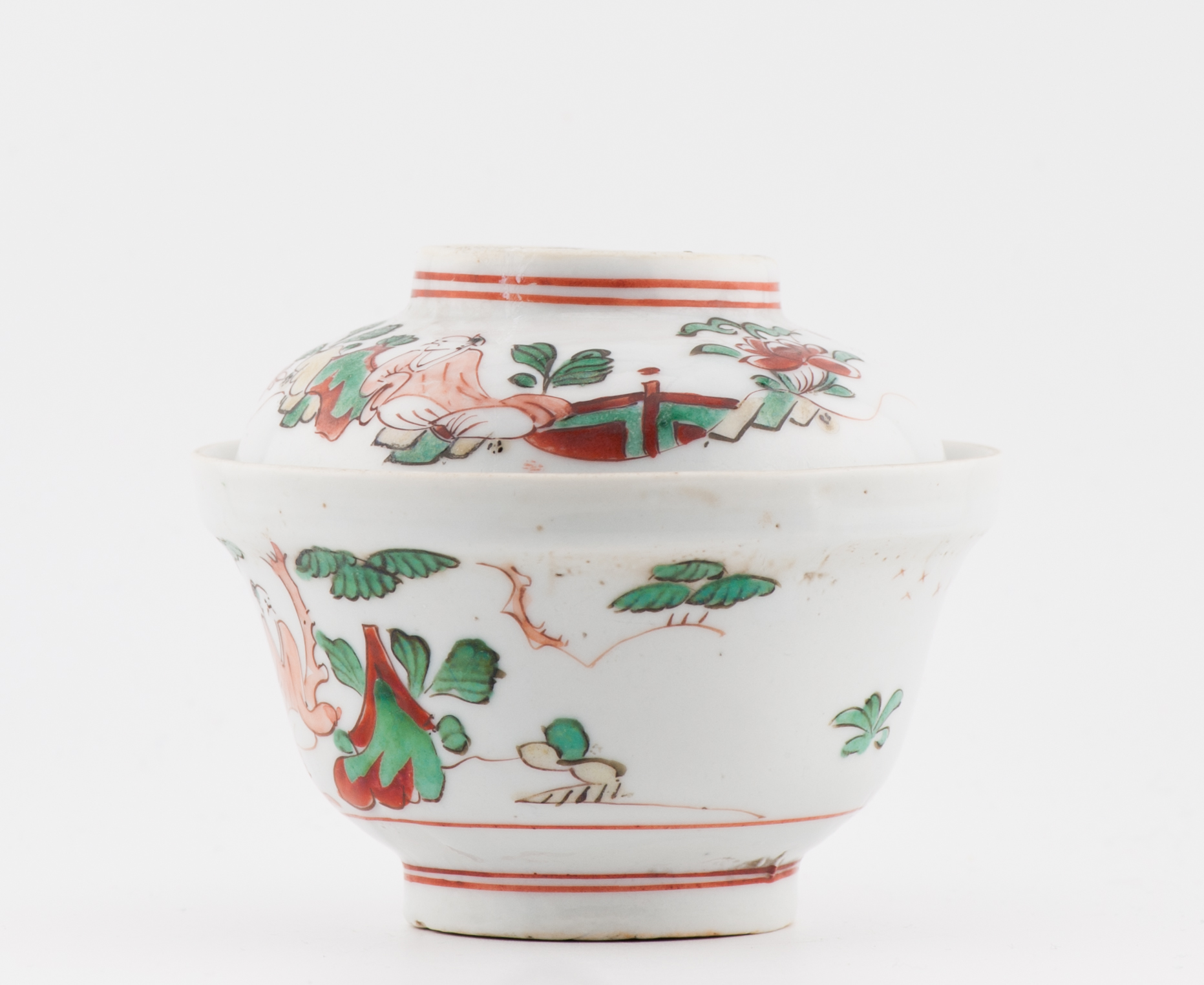 Wucai 17C Antique Chinese Porcelain Ko Akae Lidded Tea Bowl Chongzhen Period - Image 9