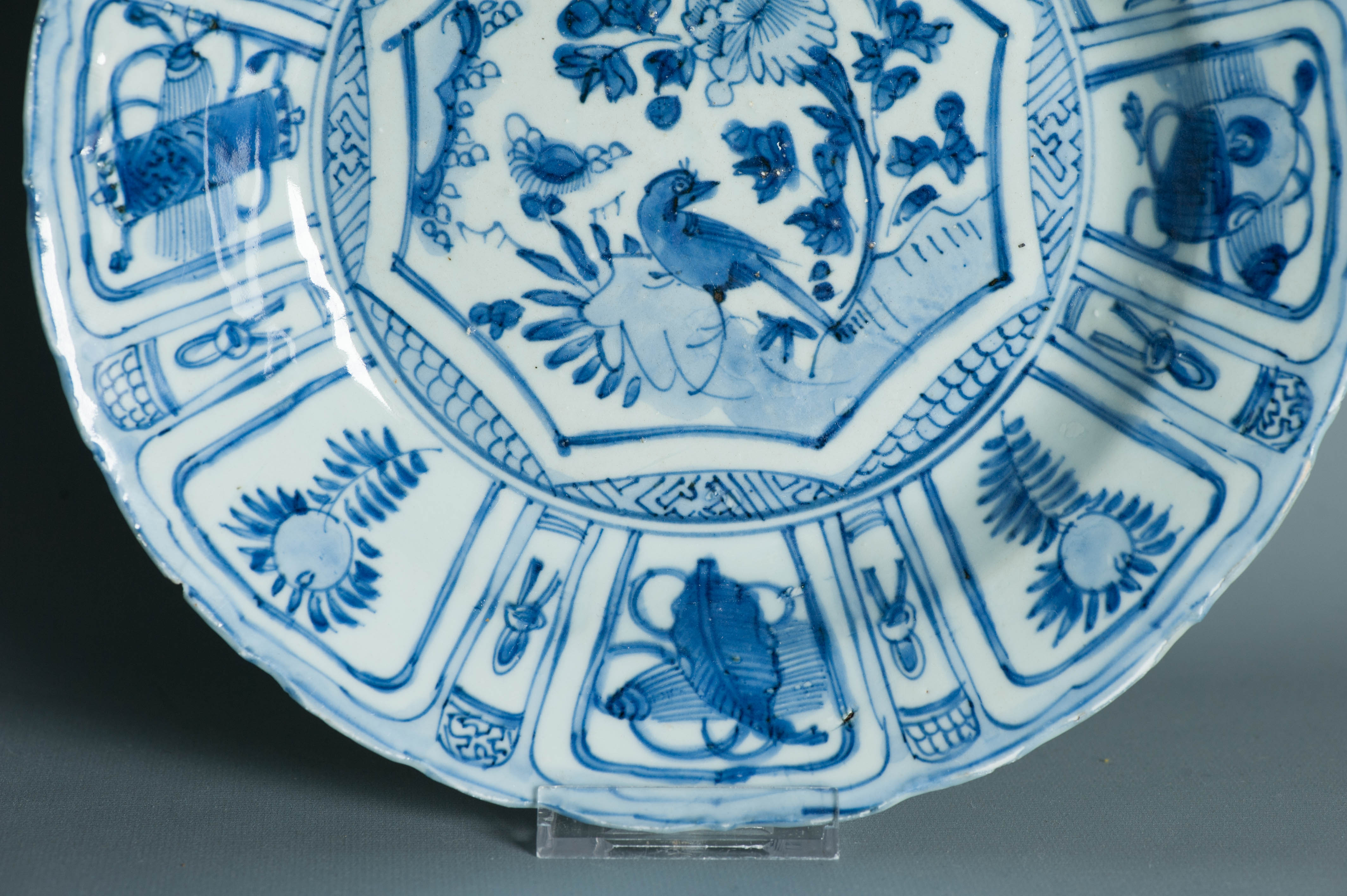 Wanli Antique Ming Period Chinese Porcelain Kraak Bird on Rock Plate China - Image 3