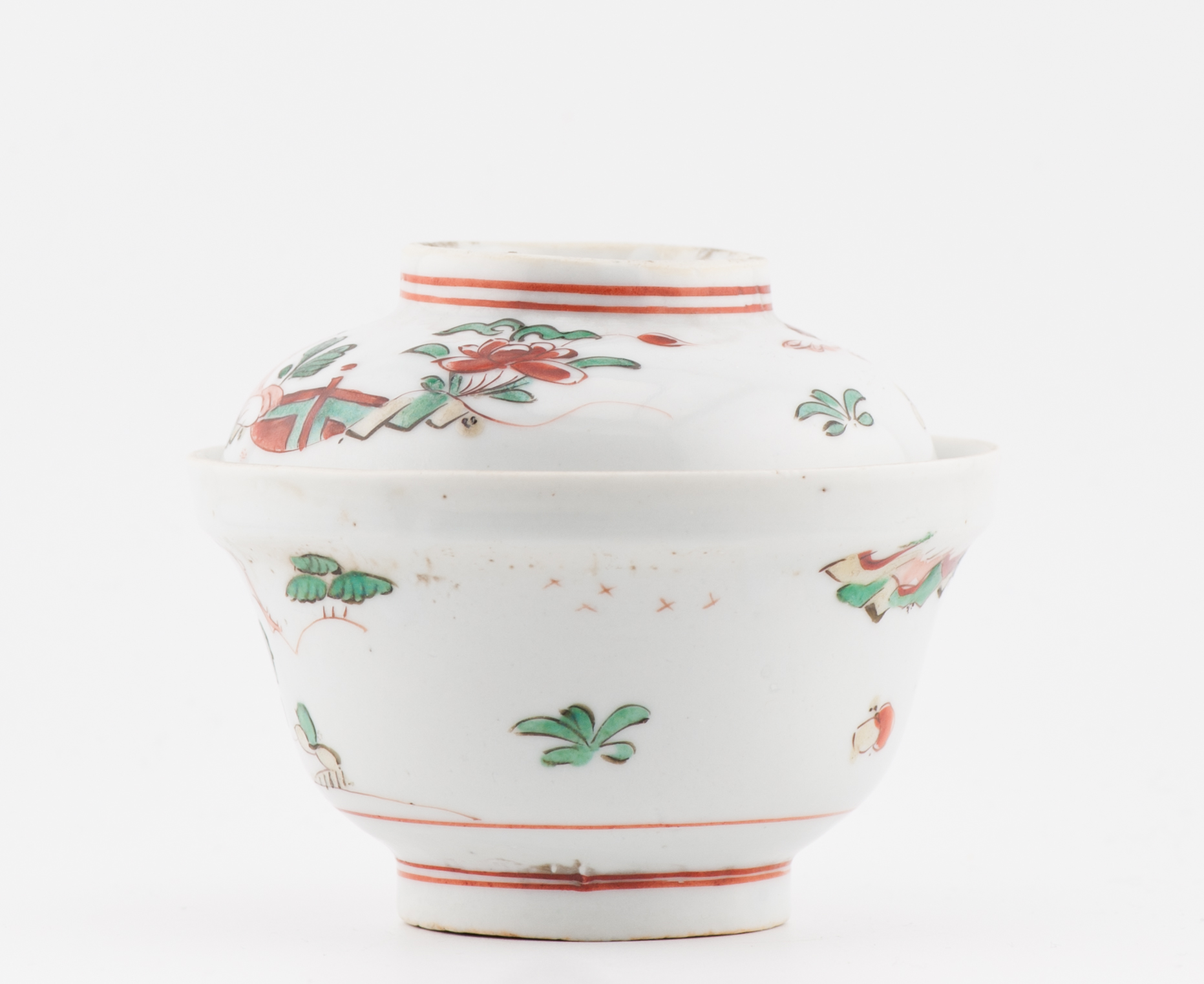 Wucai 17C Antique Chinese Porcelain Ko Akae Lidded Tea Bowl Chongzhen Period - Image 7