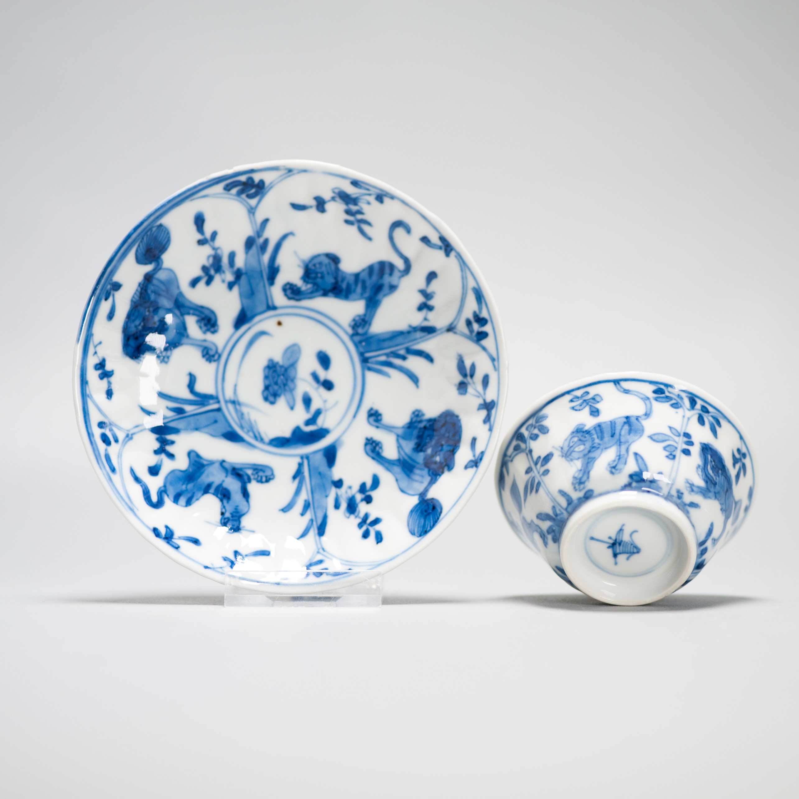Antique Kangxi Period Chinese porcelain Tea Set Tiger and Foo Dog Marked - Image 13