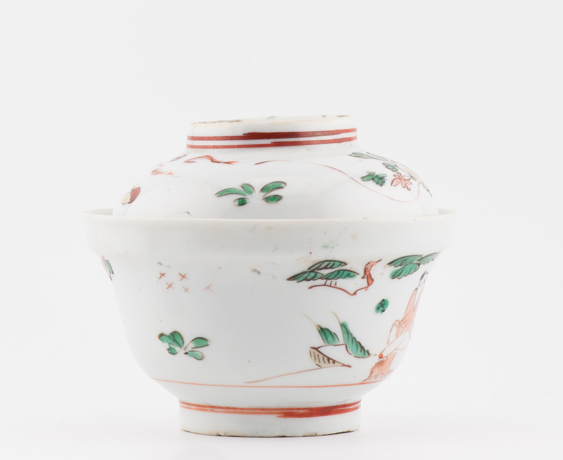 Wucai 17C Antique Chinese Porcelain Ko Akae Lidded Tea Bowl Chongzhen Period - Image 3