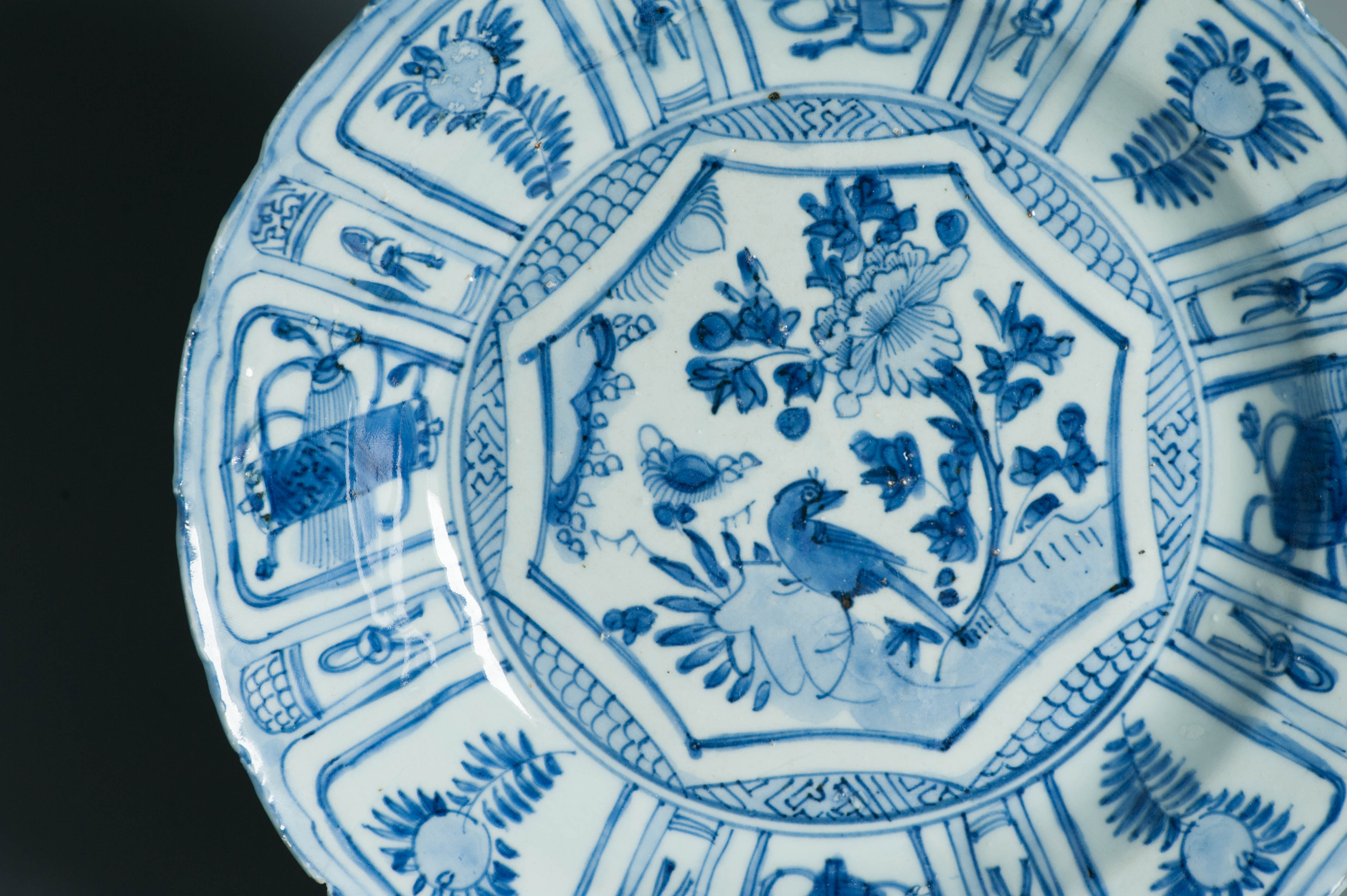 Wanli Antique Ming Period Chinese Porcelain Kraak Bird on Rock Plate China - Image 5