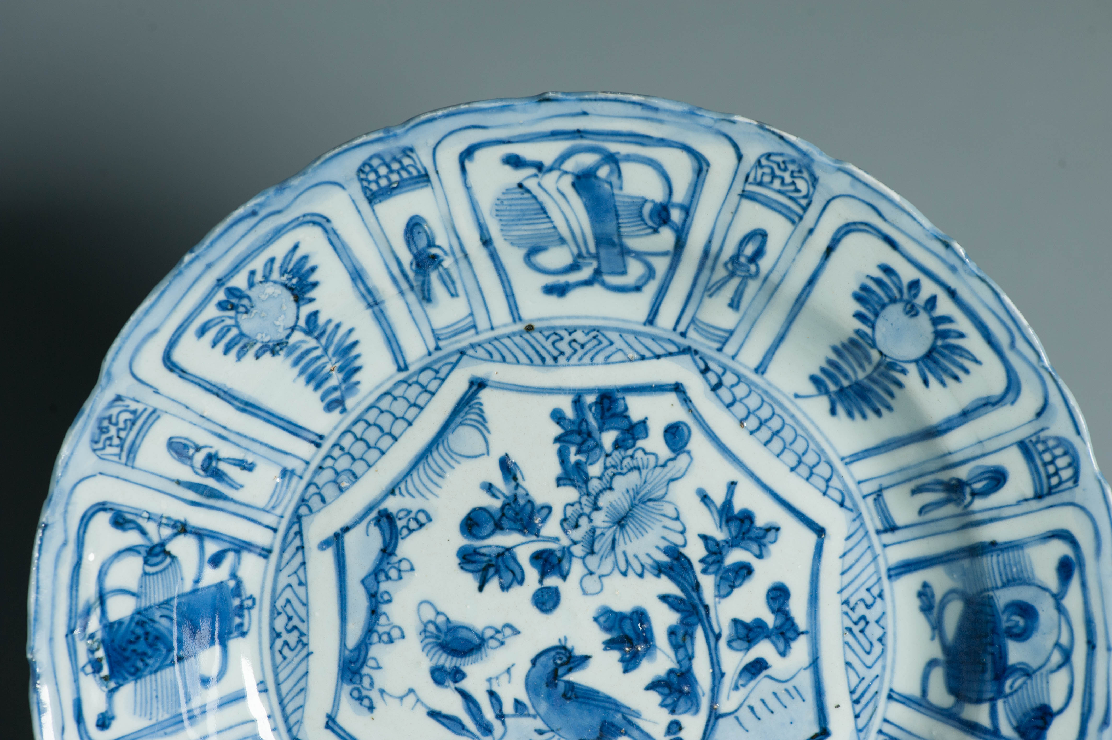 Wanli Antique Ming Period Chinese Porcelain Kraak Bird on Rock Plate China - Image 2