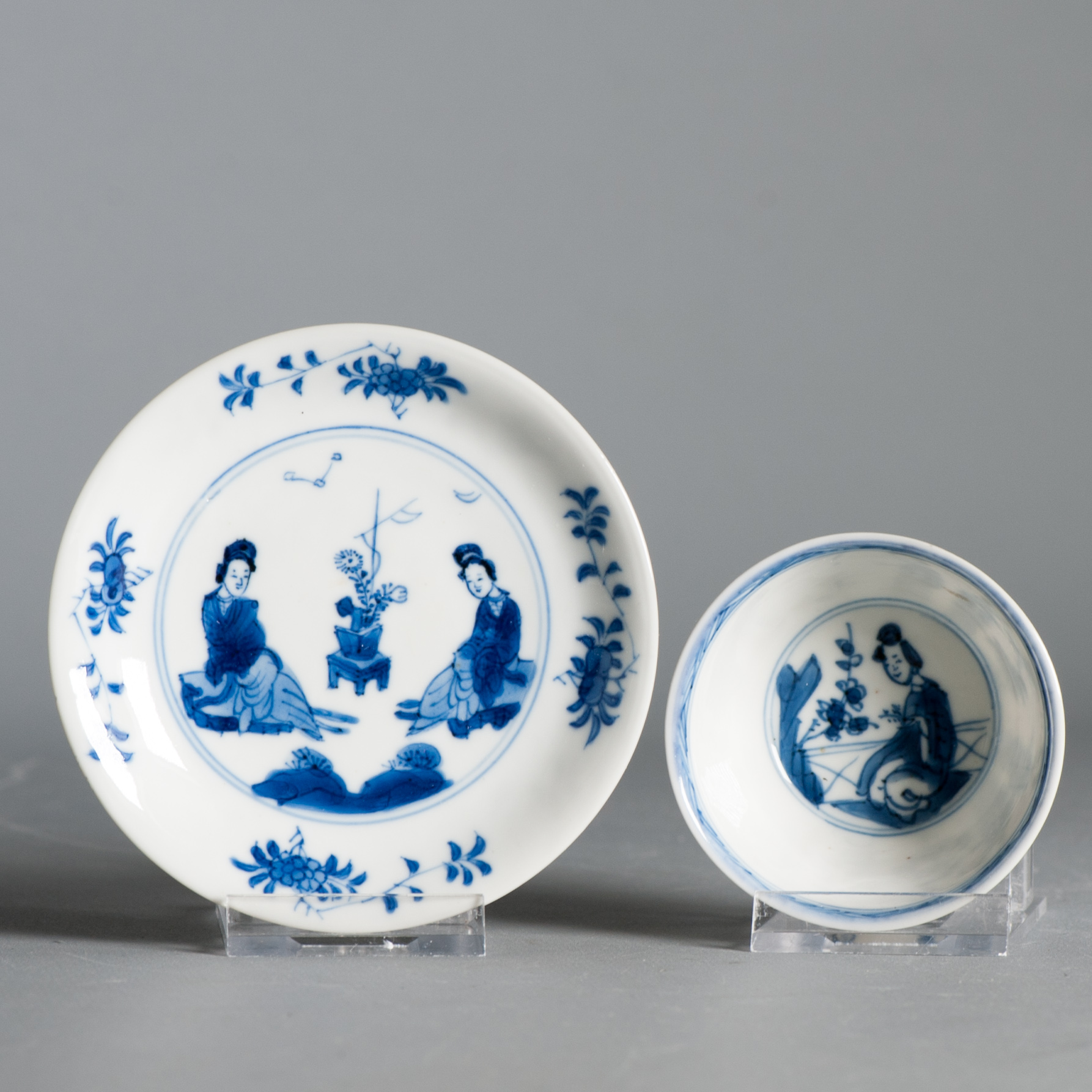 Antique Kangxi Period Chinese porcelain Tea Set Elegant Ladies Lizas Marked - Image 20