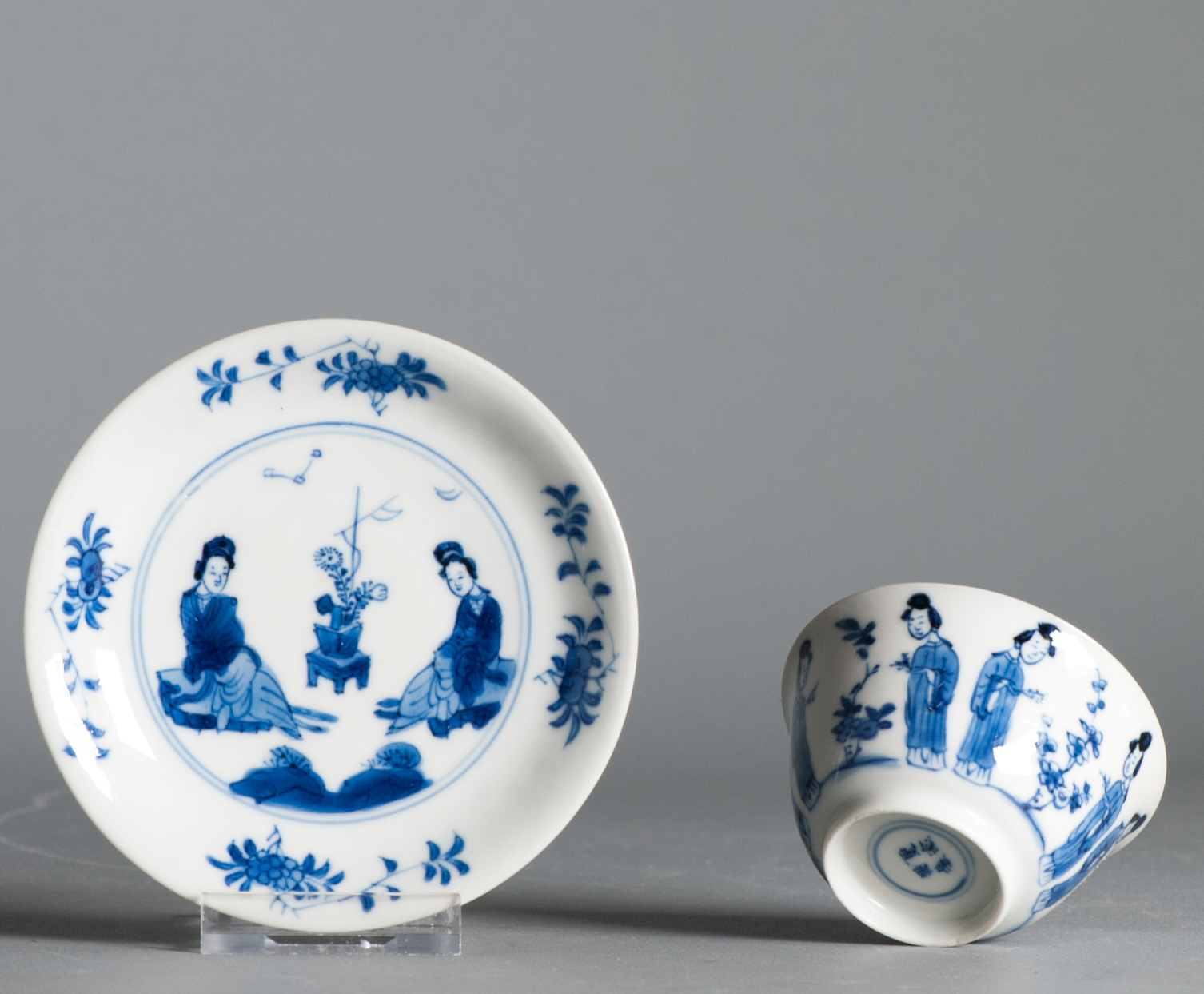 Antique Kangxi Period Chinese porcelain Tea Set Elegant Ladies Lizas Marked - Image 15