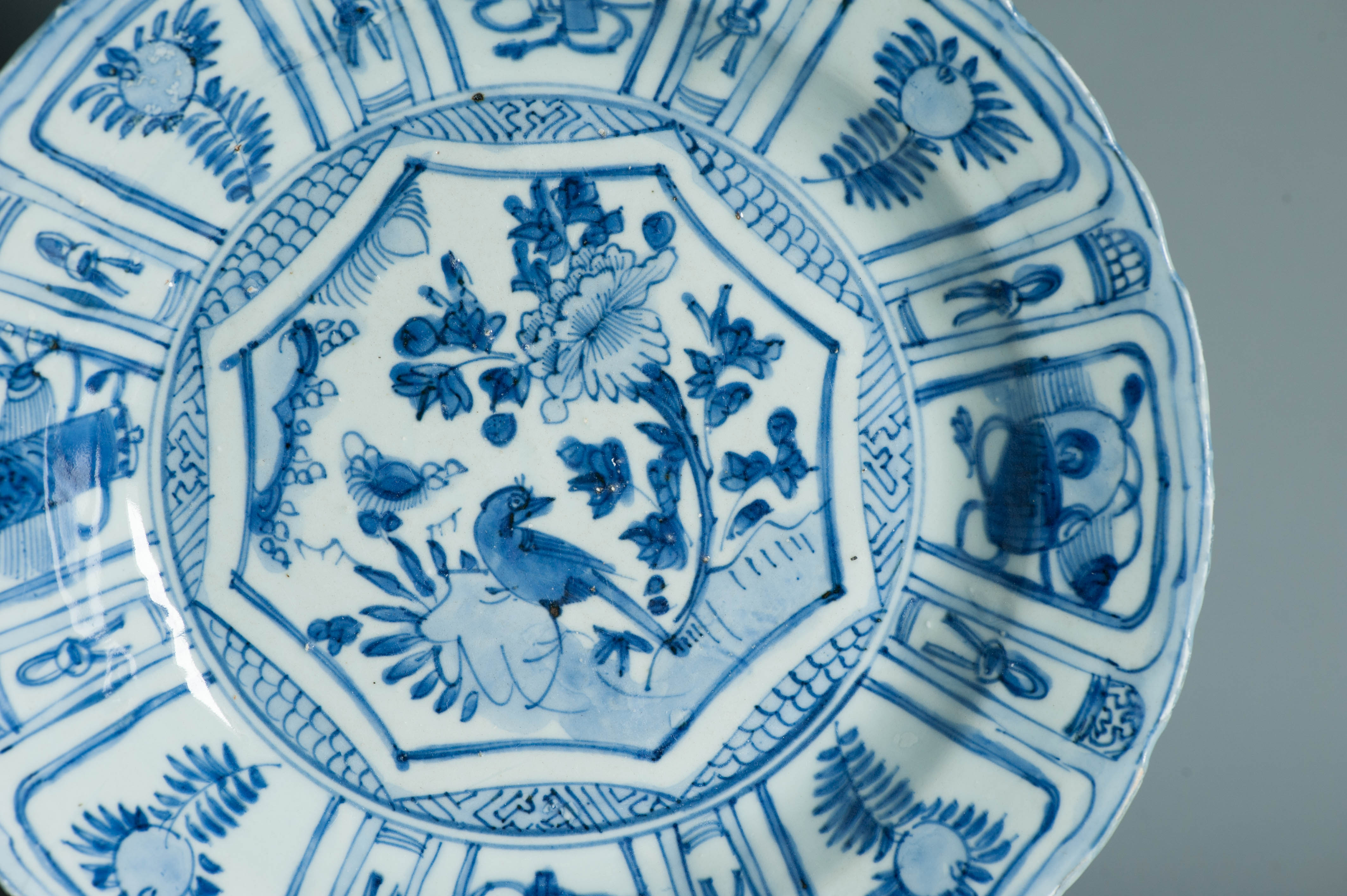 Wanli Antique Ming Period Chinese Porcelain Kraak Bird on Rock Plate China - Image 4