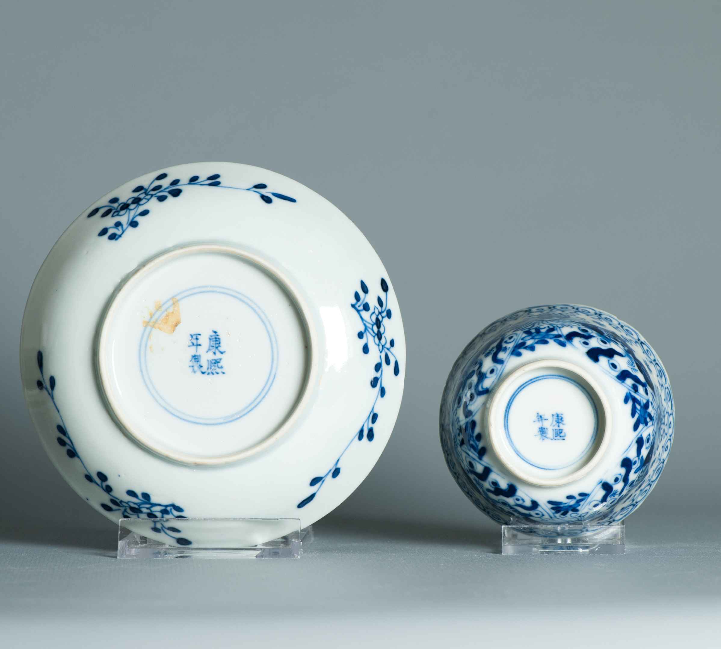Kangxi Revival Chinese porcelain Tea Set Bird Parsley Figures Crab Fish Marked - Image 17