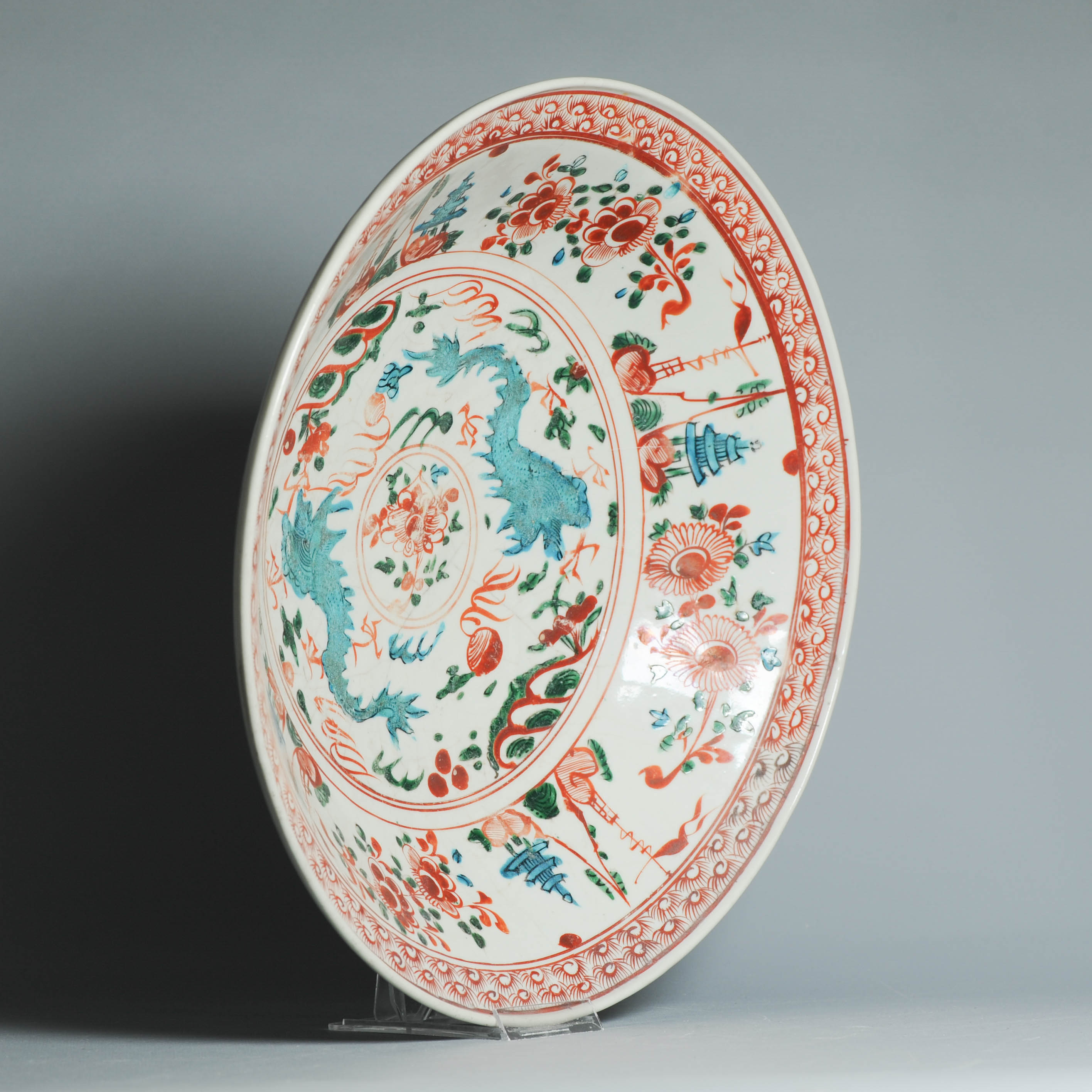 Antique Chinese 16/17C Chinese Porcelain Dish Swatow Phoenix Chinese Lion - Image 2