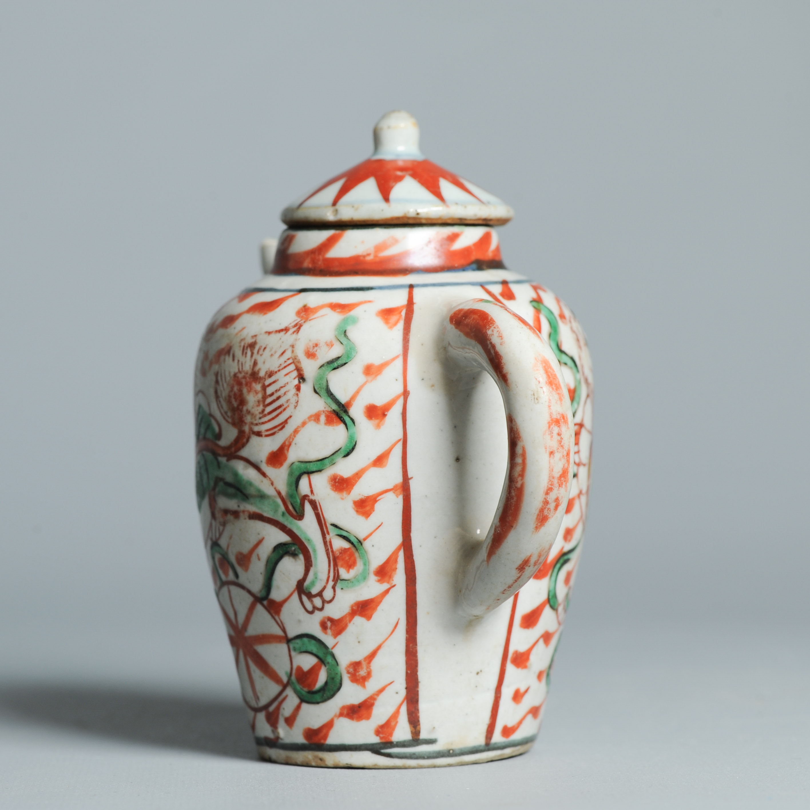 Antique 17C Chinese Porcelain Famille Verte teapot Mythical Animal Ca 1640-60 - Image 11