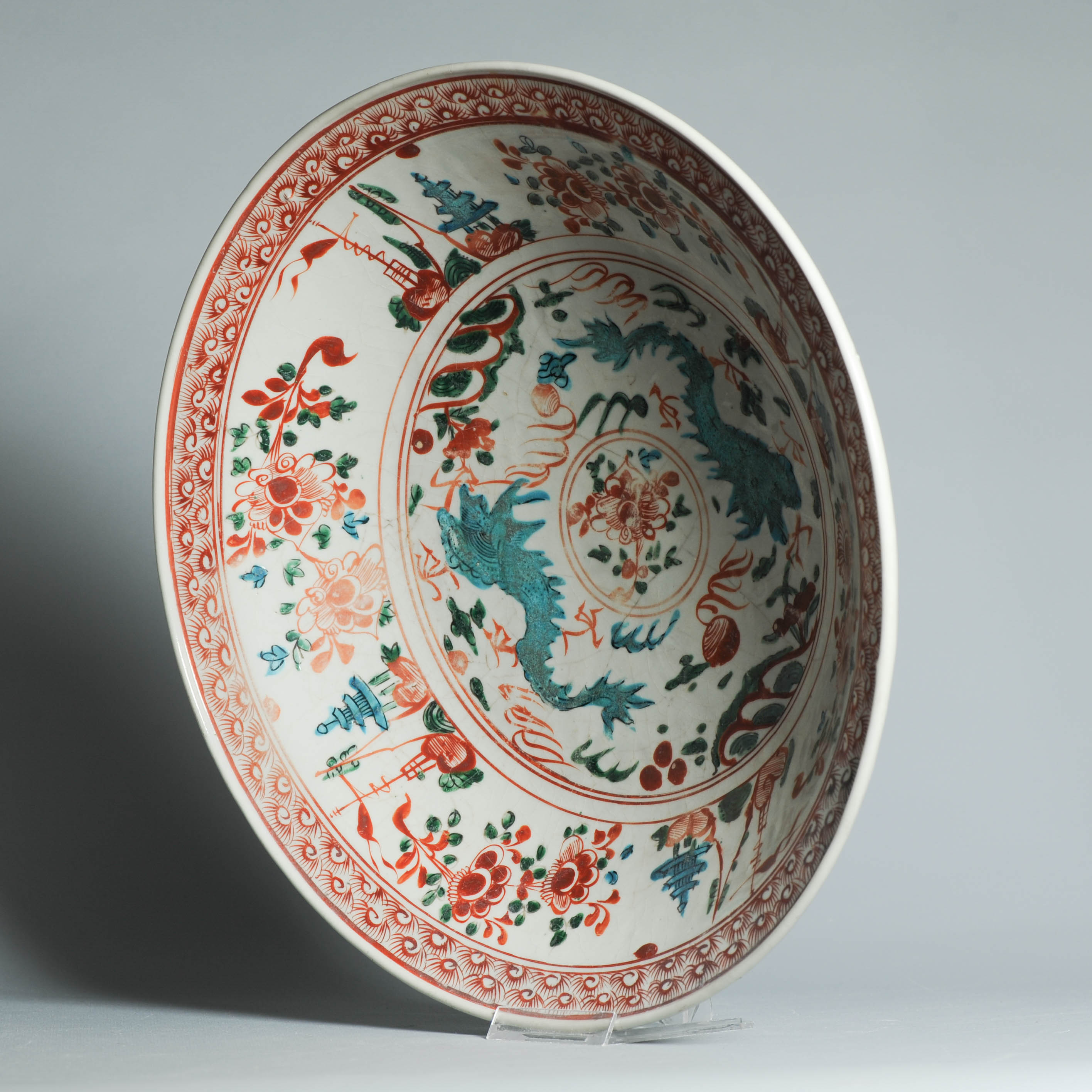 Antique Chinese 16/17C Chinese Porcelain Dish Swatow Phoenix Chinese Lion - Image 11