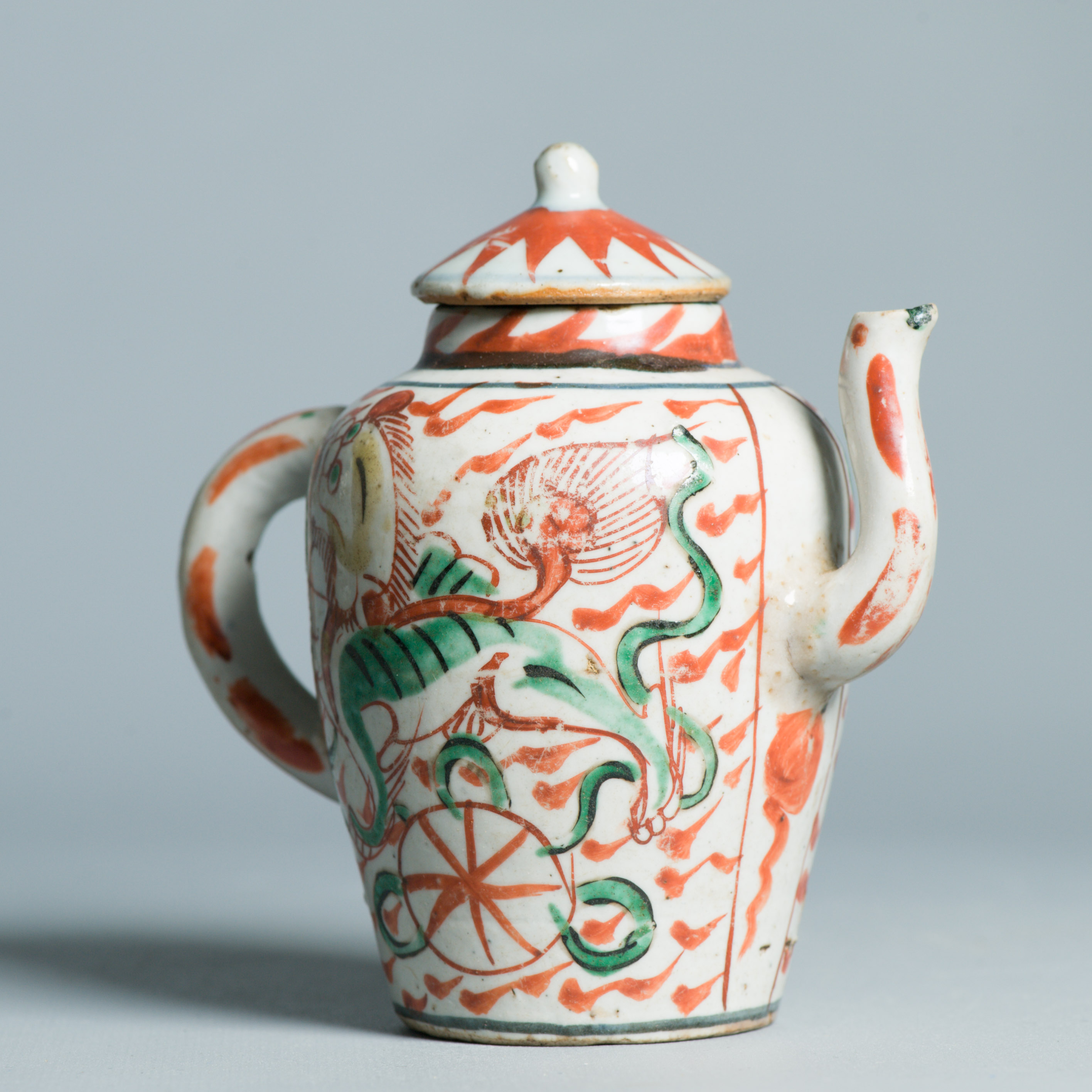 Antique 17C Chinese Porcelain Famille Verte teapot Mythical Animal Ca 1640-60 - Image 18