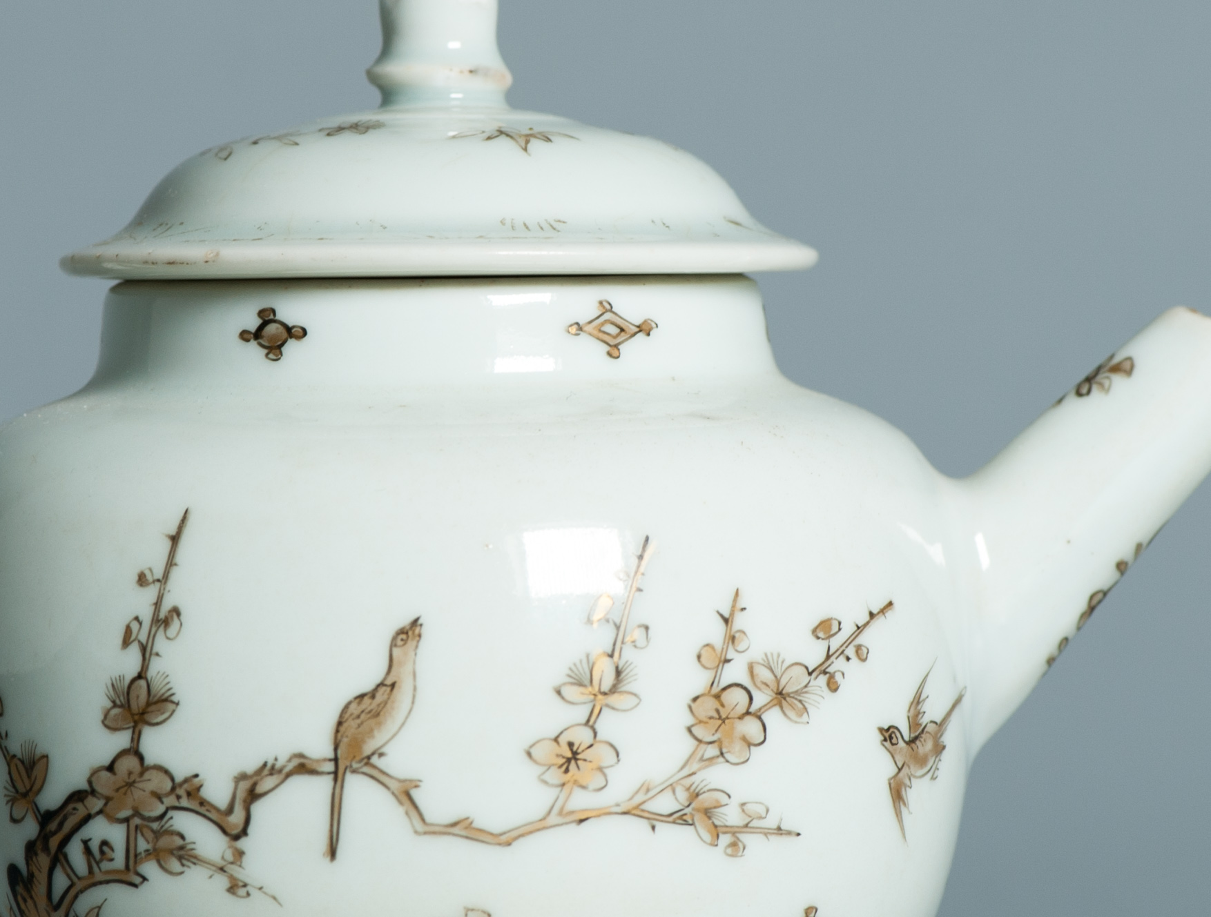 Antique 1740-1760 Chinese Porcelain Teapot China Gold Decoration Qianlong Period - Image 13