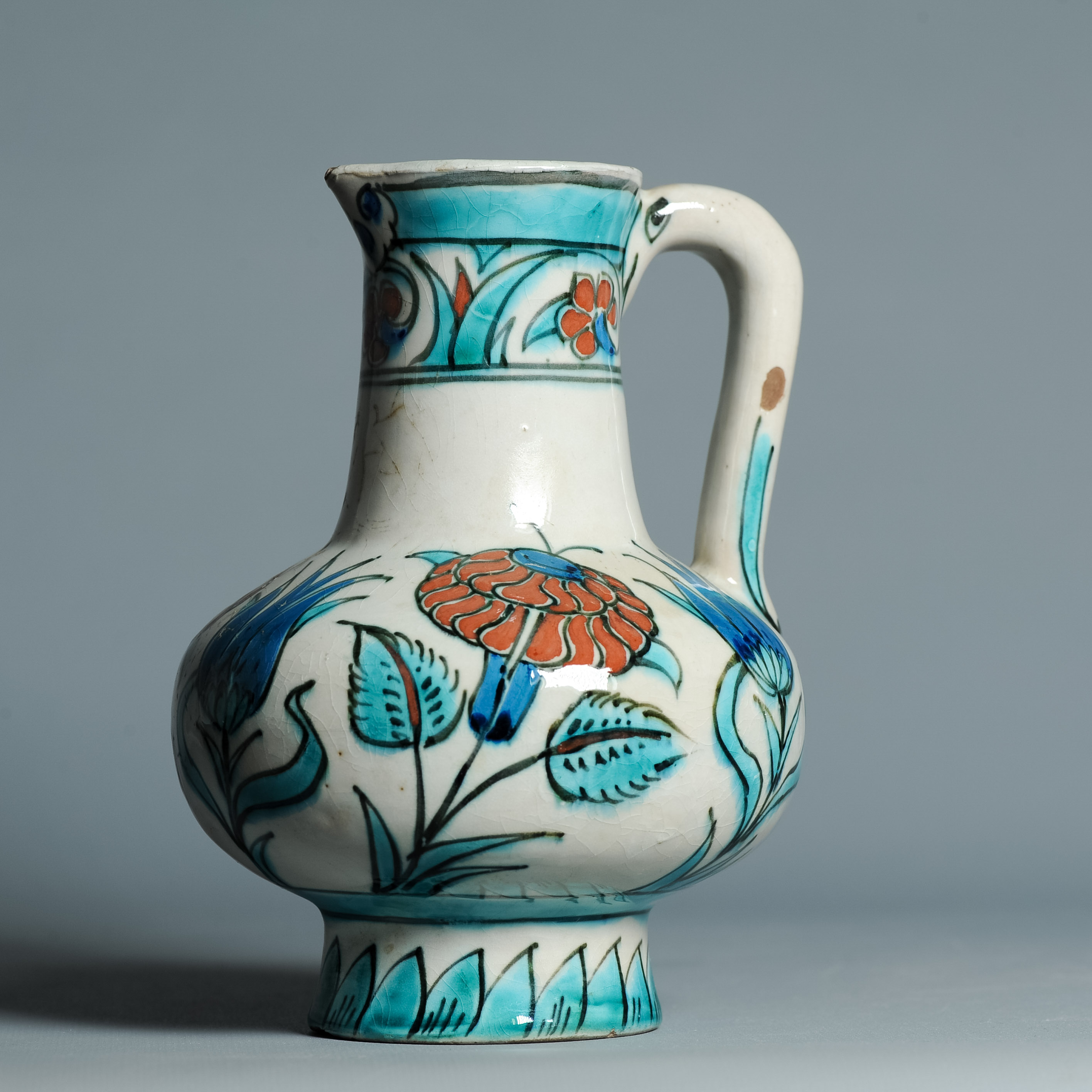 Antique early 20th century Dutch Delft Iznik Style Earthenware Jug ca 1910