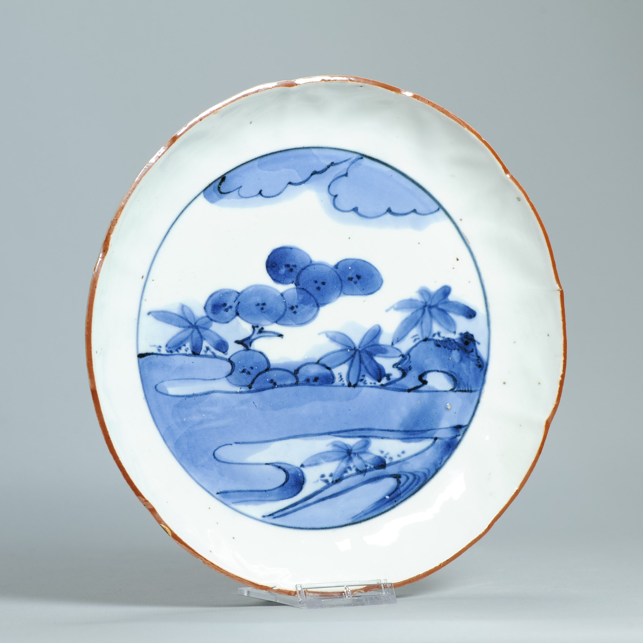 Antique Edo Very Old Japanese Shoki Imari Plate ca 1640-1660 Arita Japan Porcelain - Image 2