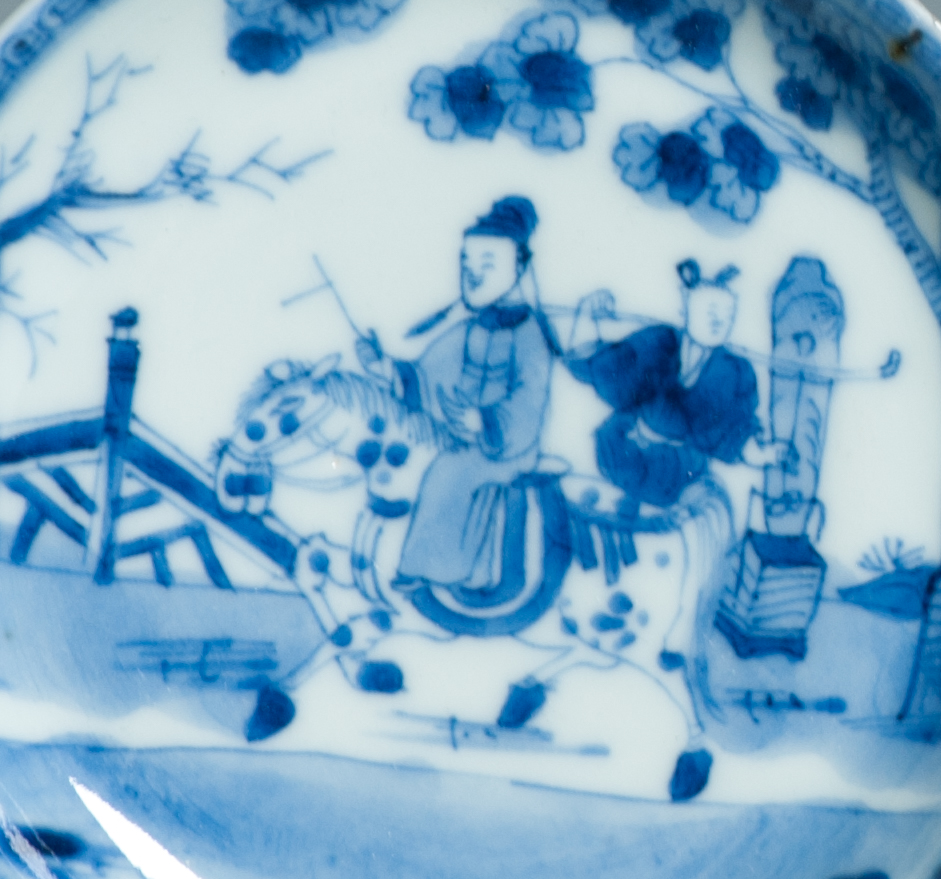 Set Antique Kangxi Period Chinese porcelain Dishes Literatus on Horse & Servant - Image 4