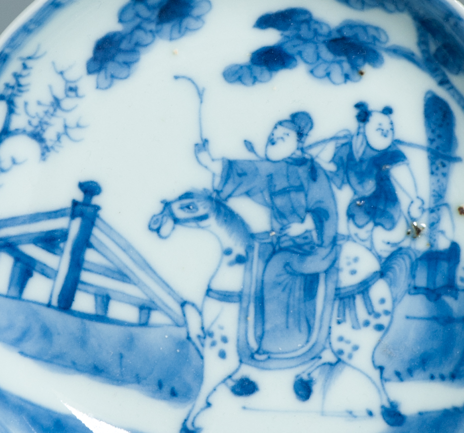 Set Antique Kangxi Period Chinese porcelain Dishes Literatus on Horse & Servant - Image 5