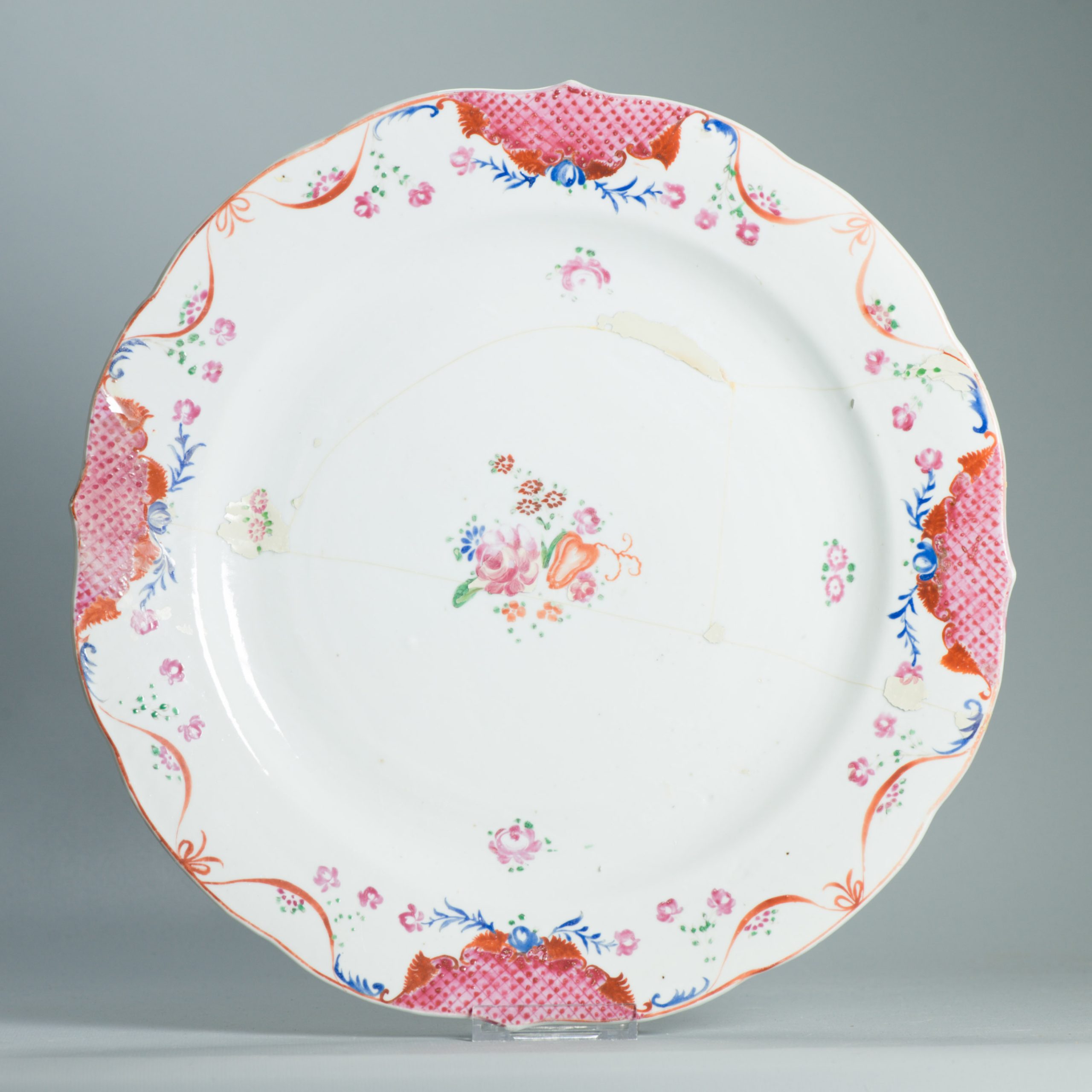 34.8CM Antique 18C Qianlong period Chinese Porcelain SE Asia Famille Rose Cha...