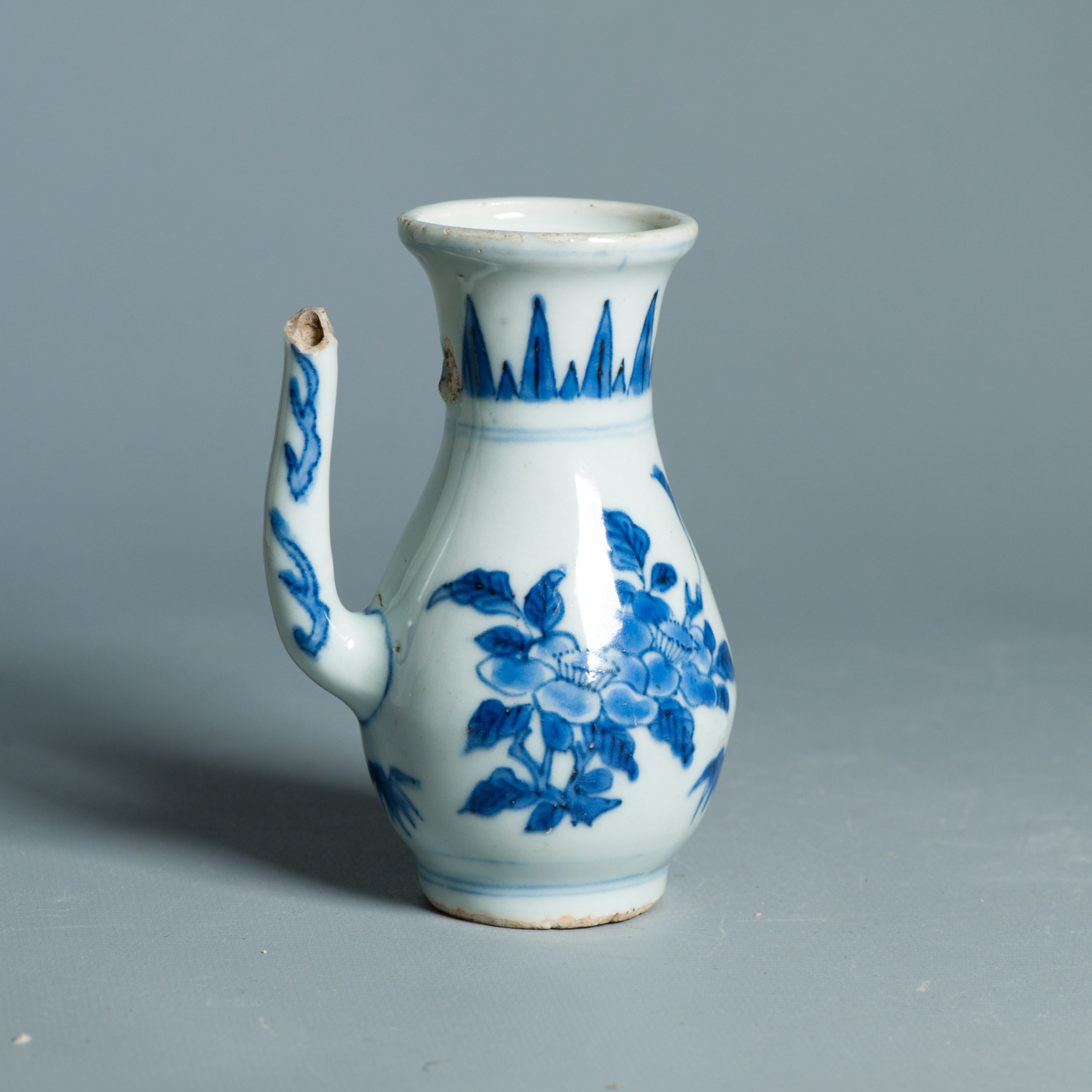12CM Wanli 1573-1620 Antique Chinese Porcelain Ewer Flowers Blue and White - Image 11
