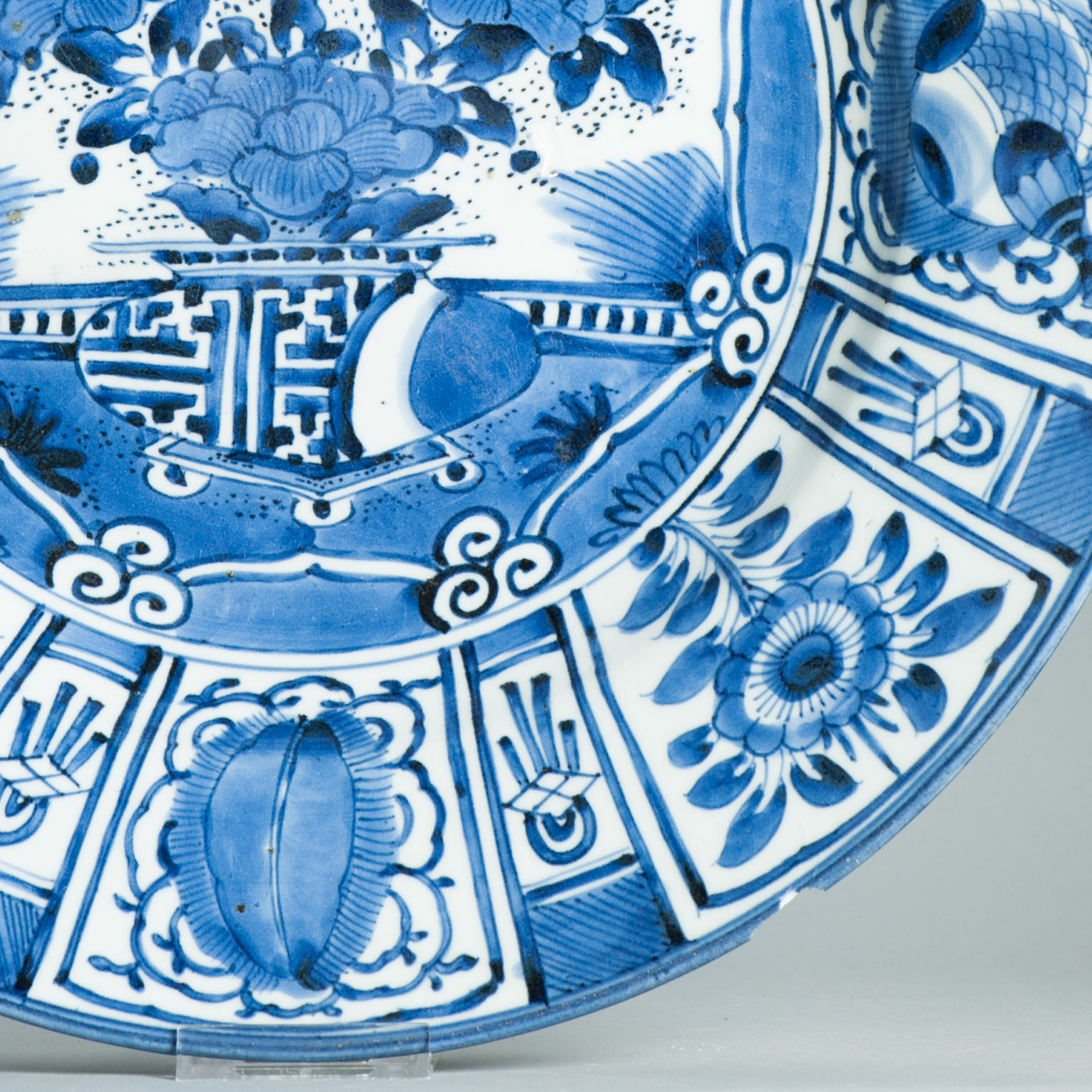 43.5CM Antique Arita Edo Period 17C Japanese Porcelain Dish Ming Kraak Style - Image 4