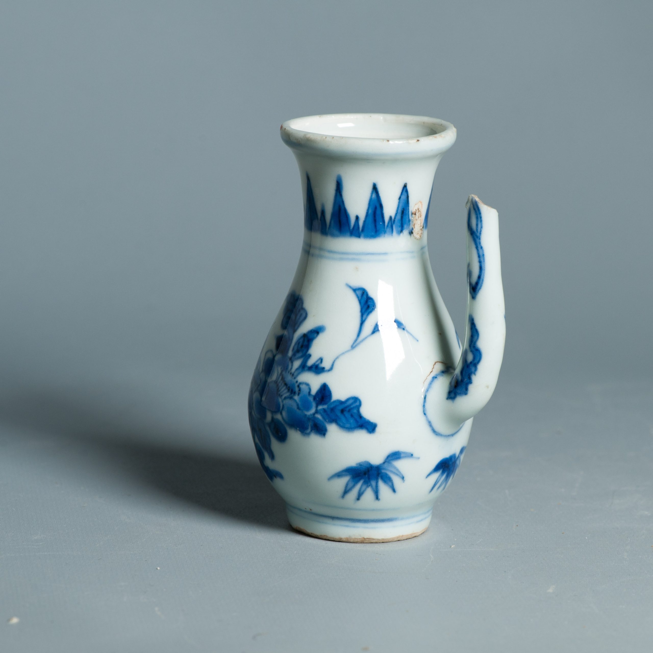 12CM Wanli 1573-1620 Antique Chinese Porcelain Ewer Flowers Blue and White - Image 9