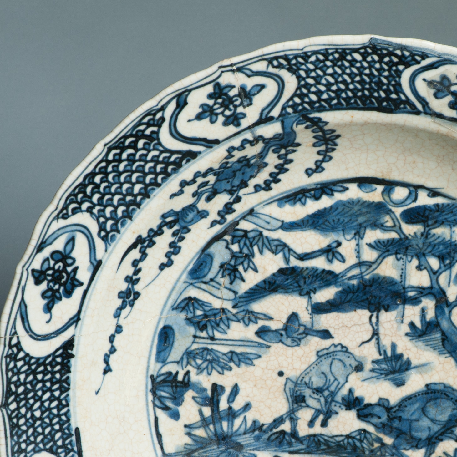 Antique Chinese Porcelain Zhangzhou Swatow 16C Ming Dynasty Plate Blue White - Image 2
