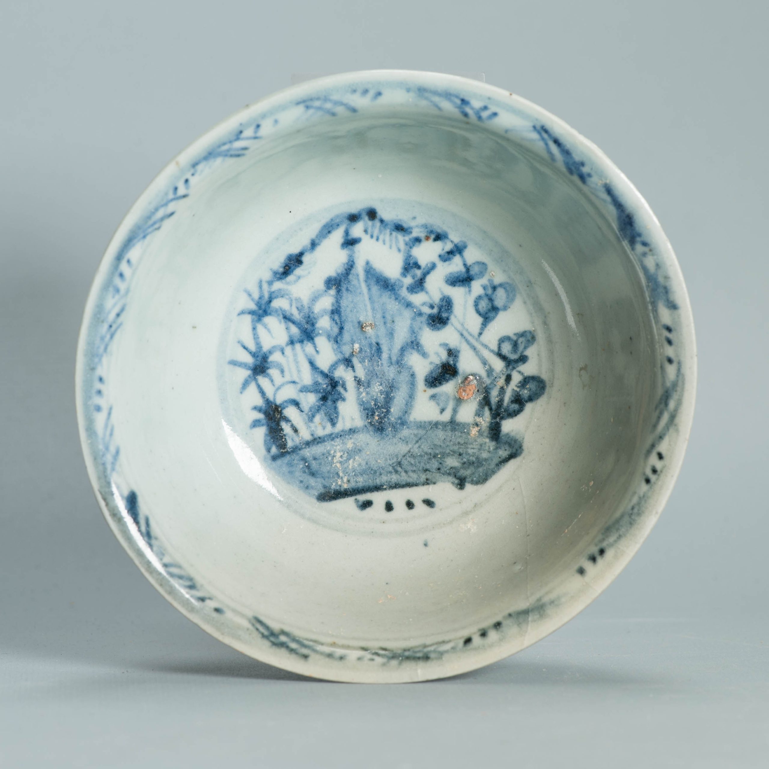 Chinese Ming Blue White Bowl 15th 16th Century Zhengde Hongzhi Floral Antique - Image 4