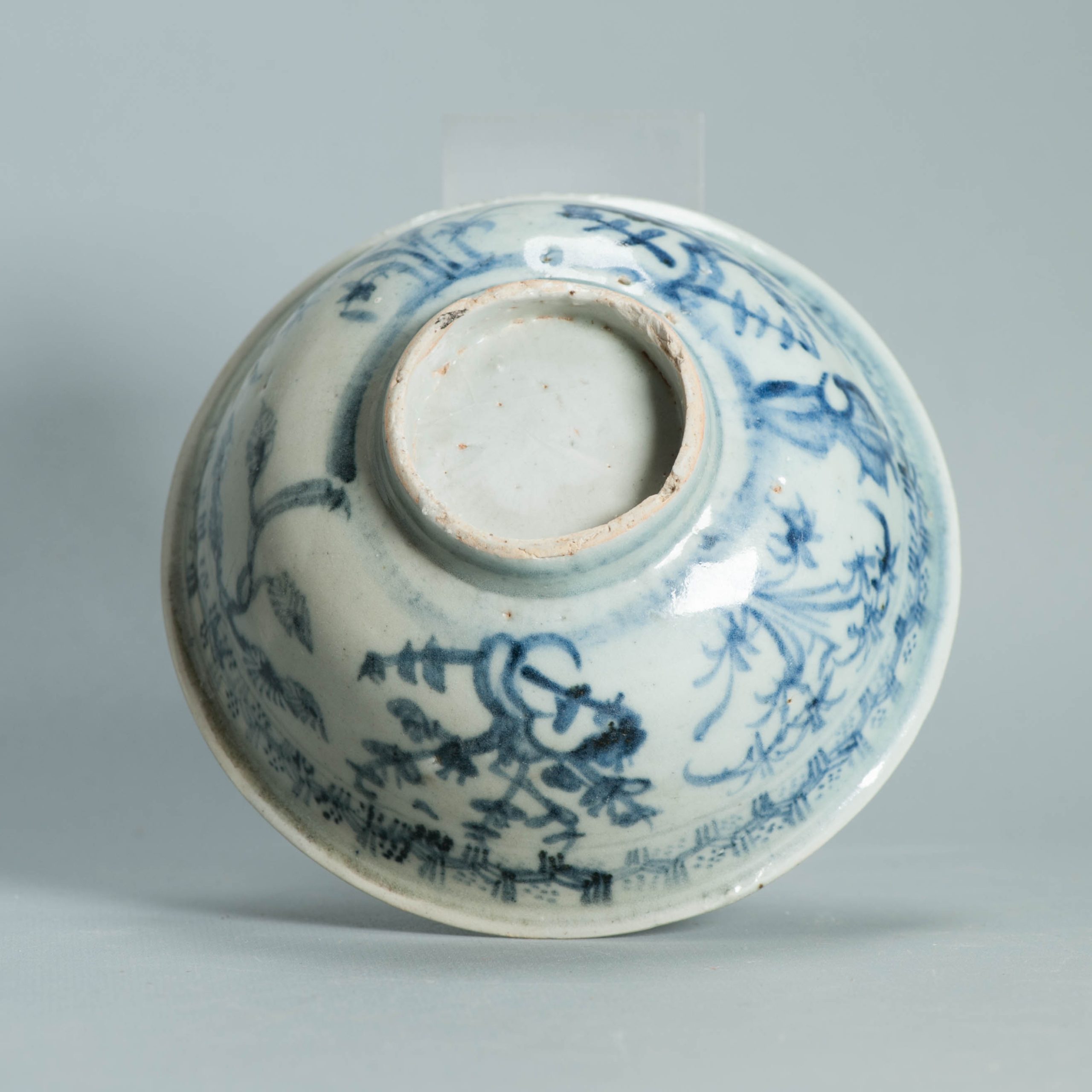 Chinese Ming Blue White Bowl 15th 16th Century Zhengde Hongzhi Floral Antique - Image 3