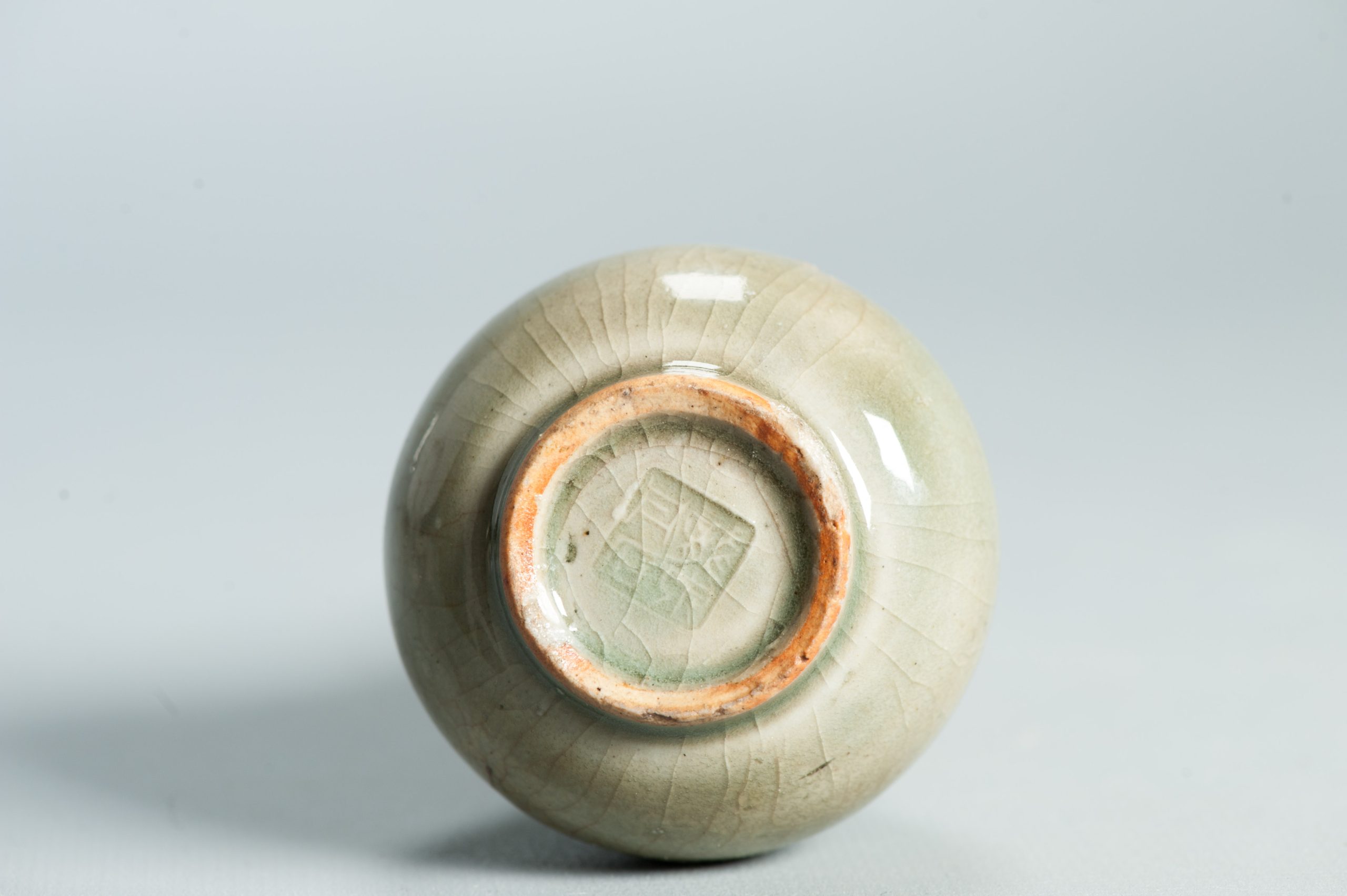 A very Lovely Shaped Miniature vase Celadon with marked base China or Japan - Image 2