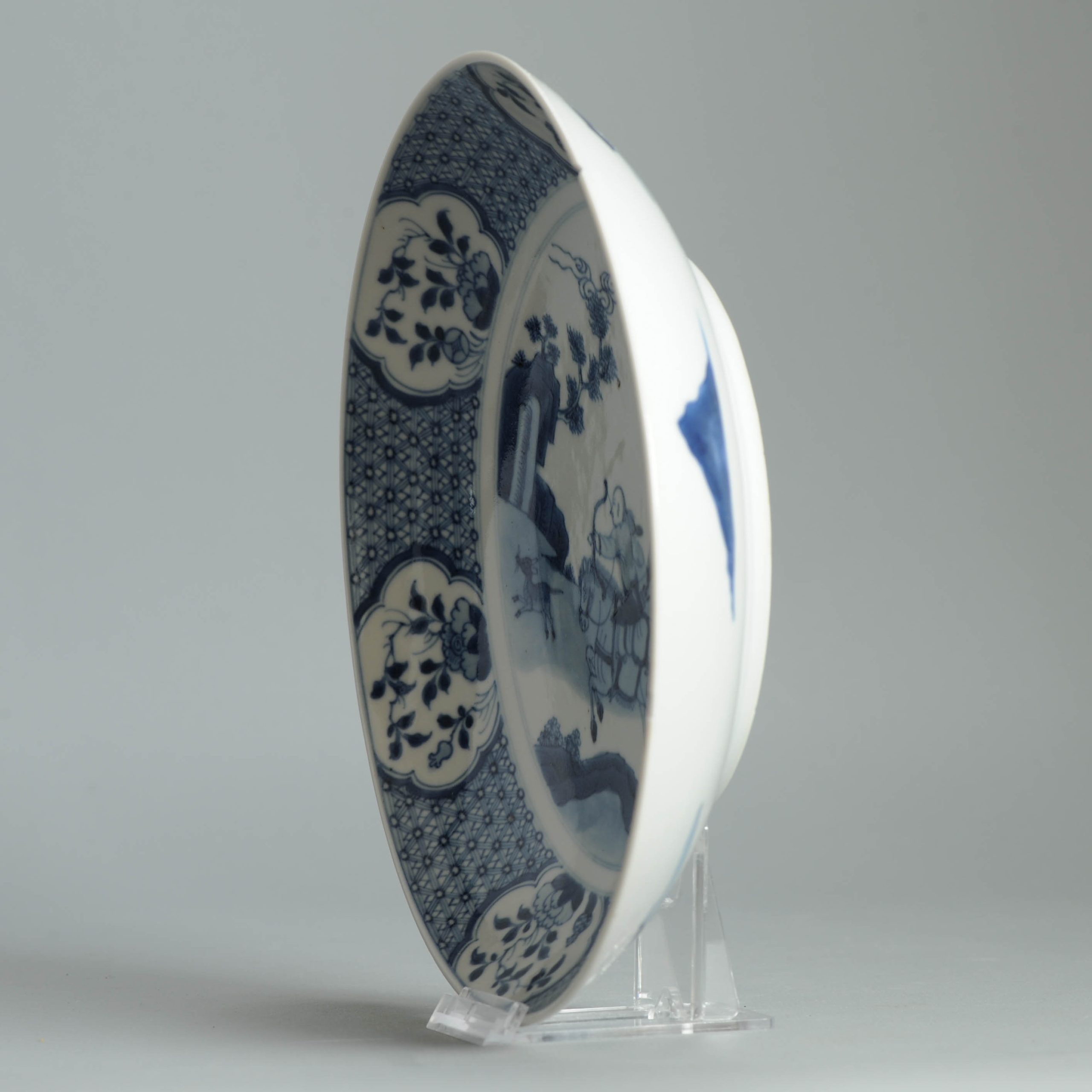 High Quality Antique 18C Kangxi Chinese Porcelain Dish Qing Hunters Marked - Image 12