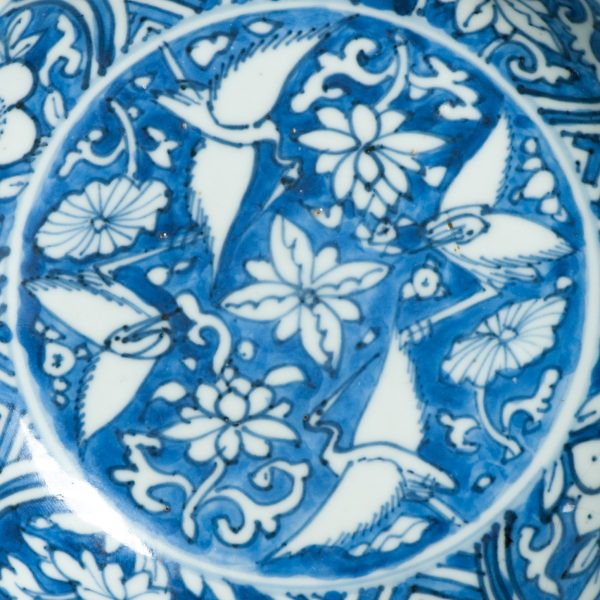 Kosometsuke Antique Chinese 17c Ming Dish Chenghua Marked Cranes - Image 7