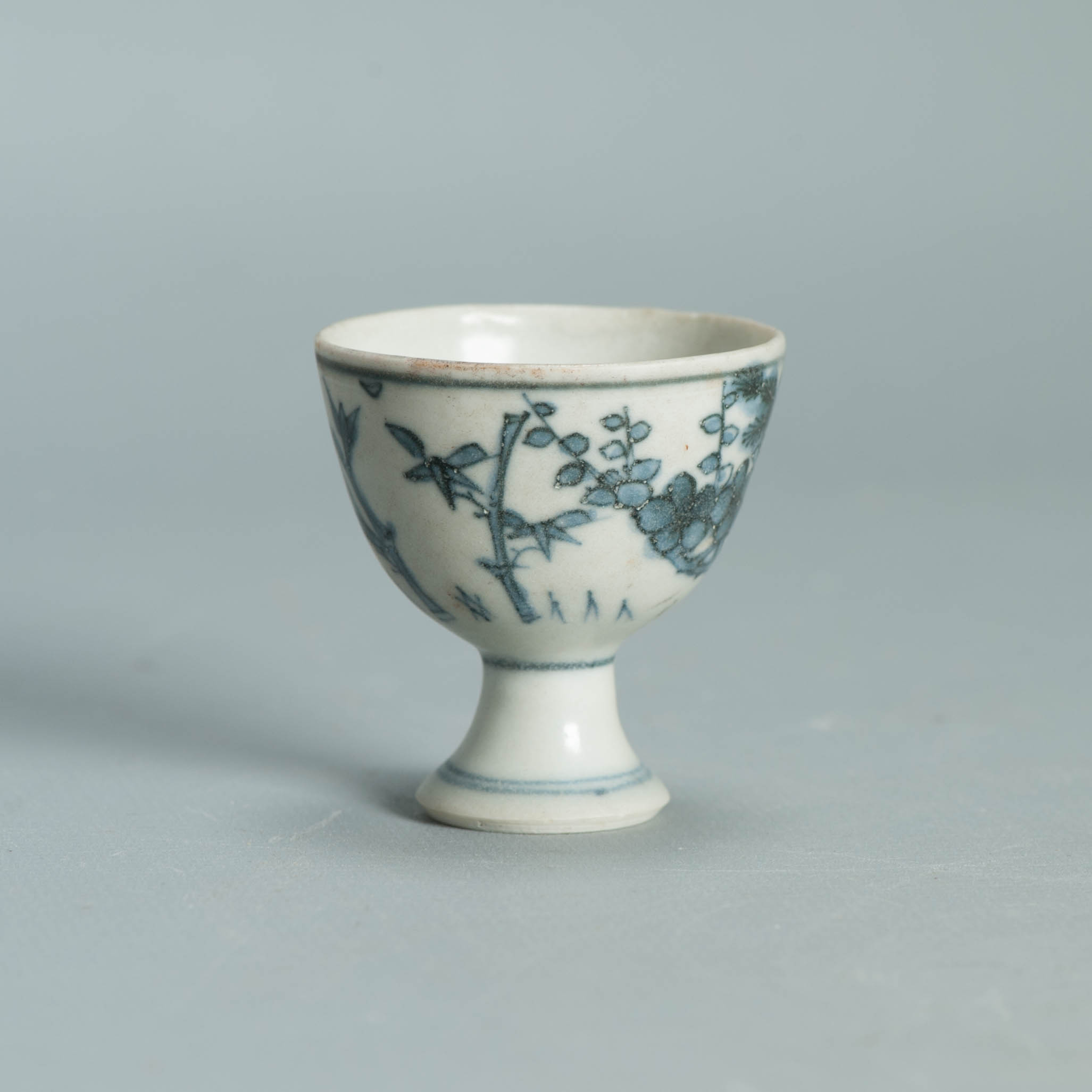 Antique 17C Chinese Porcelain HATCHER CARGO Three Friends of Winter Stemcup - Image 6