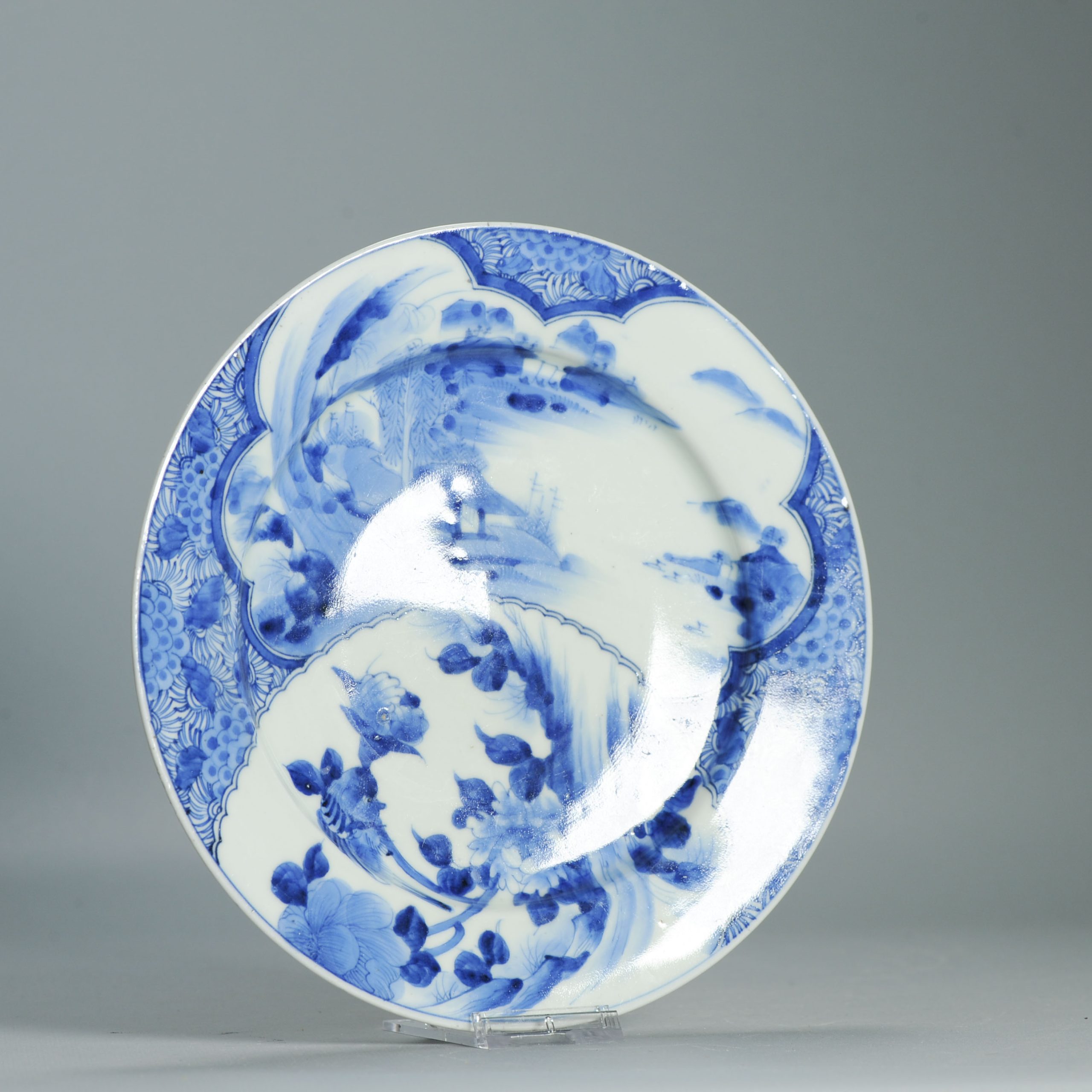 Antique Edo Period 1750-1800 Japanese Arita Plate with a Great landscape scene - Image 2