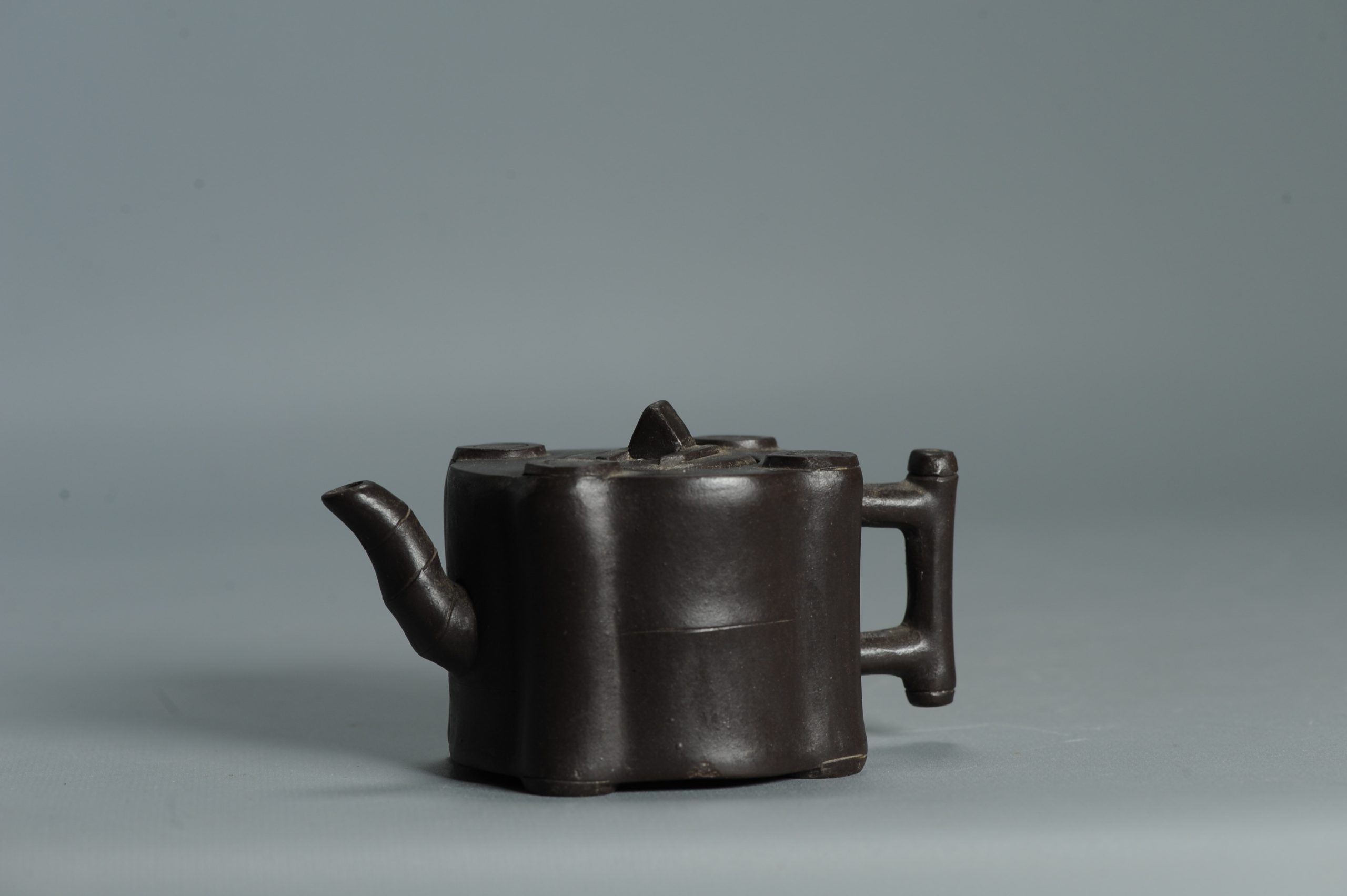 Vintage Chinese earthenware 20th century Zisha Yixing Teapot China Bamboo - Image 11